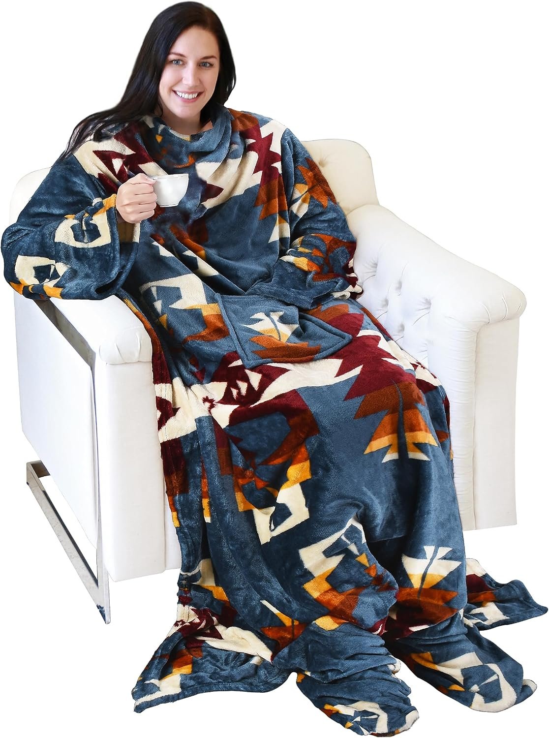 Catalonia Wearable Blanket with Sleeves & Foot Pocket for Adults