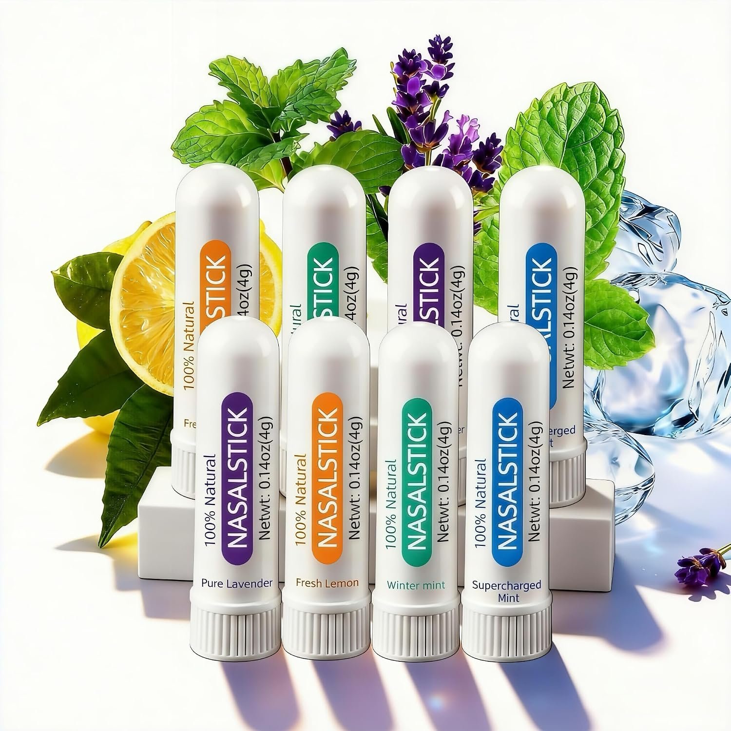 Nasal Stick 8-Pack 4 Scents (Lemon, Lavender, Peppermint, Wintermint)