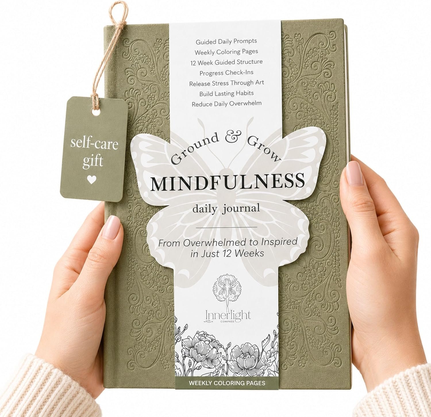 5 Minute Guided Journal | Daily Morning & Evening Prompts for Mindfulness, Gratitude & Self-Care | Weekly Coloring Pages | Stress Relief, Intention Setting & Emotional Wellness Journal