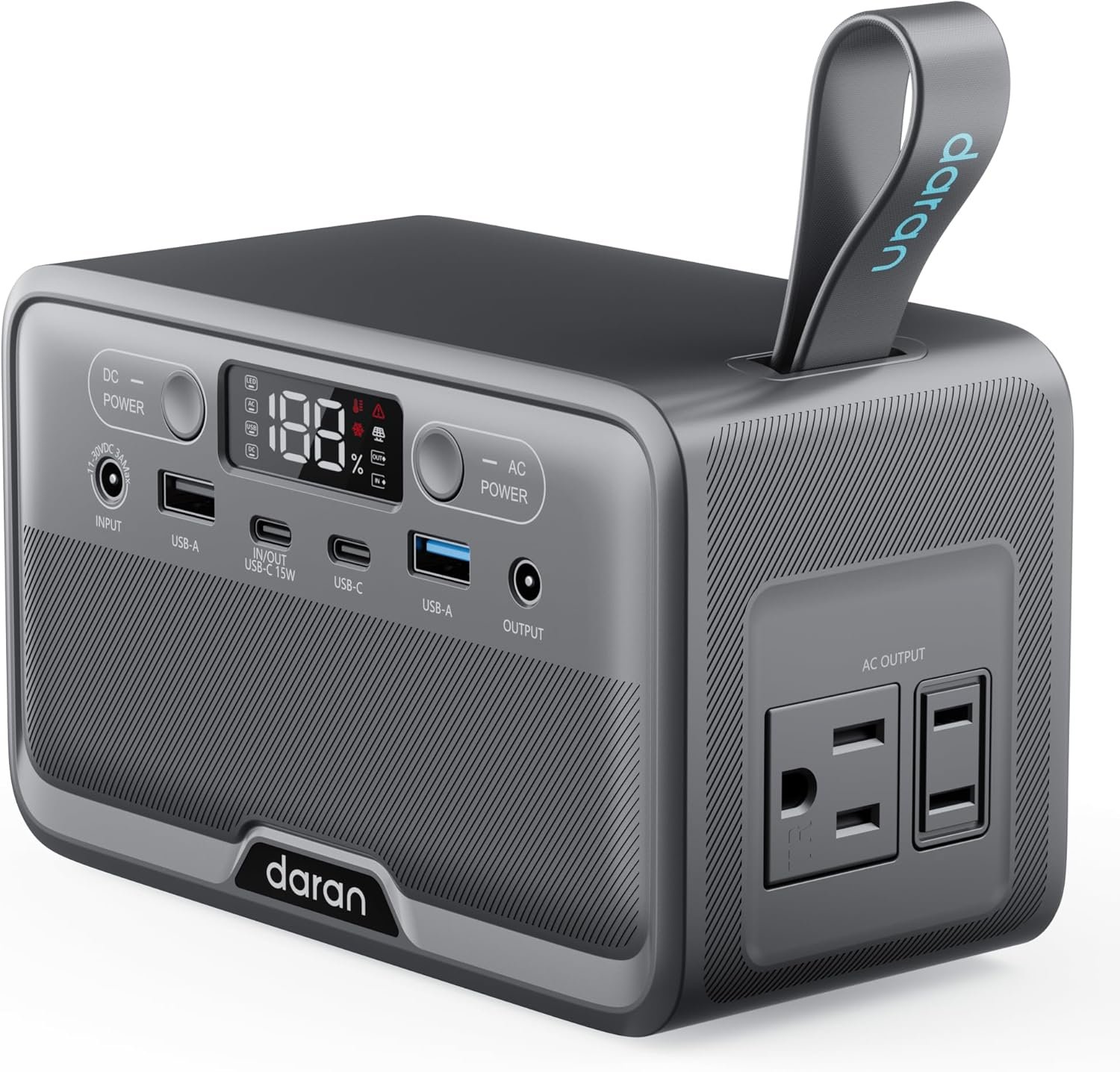 Daran Portable Power Station 89.6Wh LiFePO4 Battery 100W(200W Peak) Solar Power Bank, Portable Charger Small Generator with AC Outlets & PD Fast Charging for Home/Laptop/Camping(Solar Panel Optional)