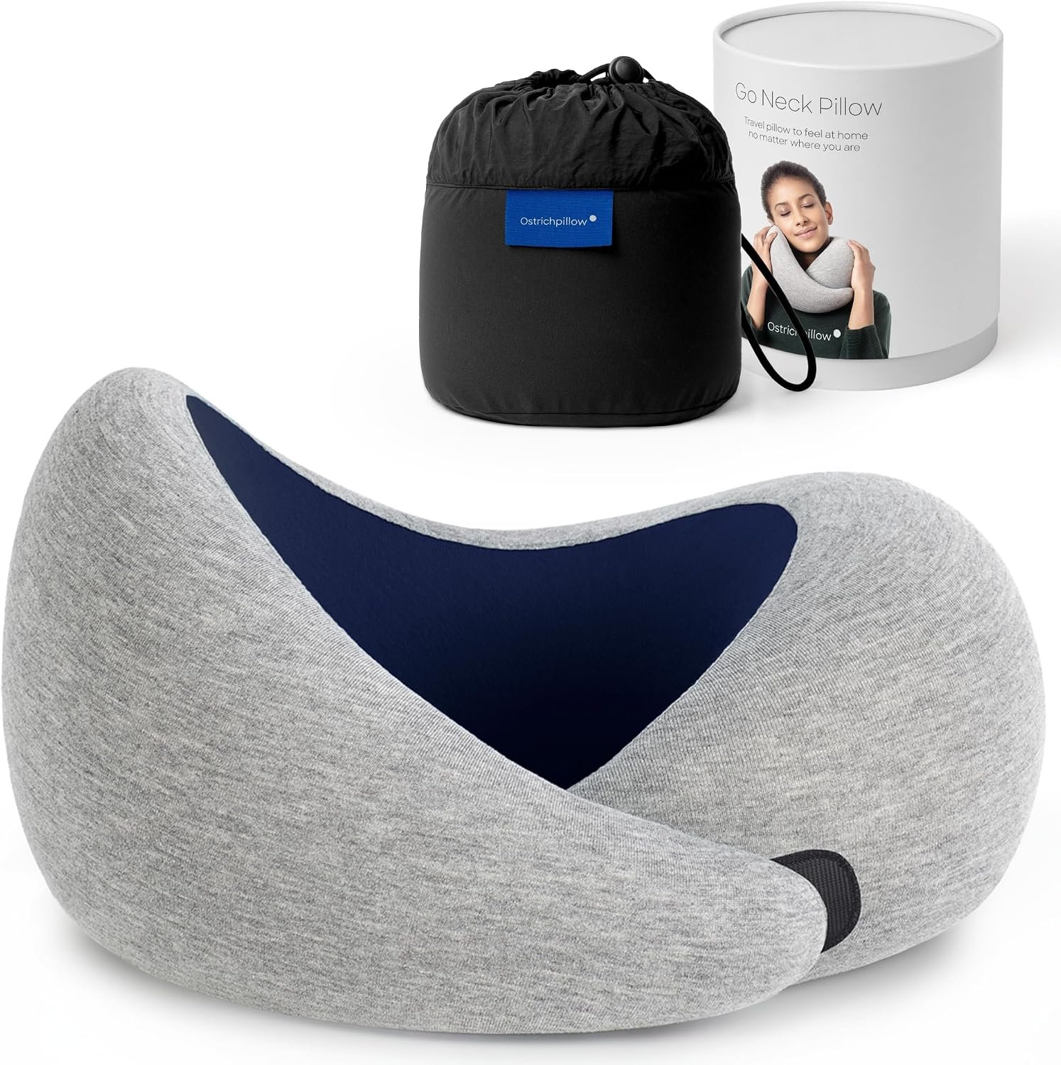 Ostrichpillow GO Travel Pillow, 360° Memory Foam Support, Soft & Washable