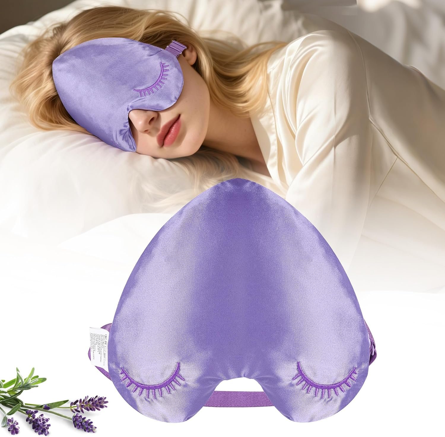 Weighted Eye Mask, Blackout Sleep Mask with Lavender Herbal Filling, Satin Eye Pillow for Migraine Relief, Meditation, Relaxation & Stress Relief for Women