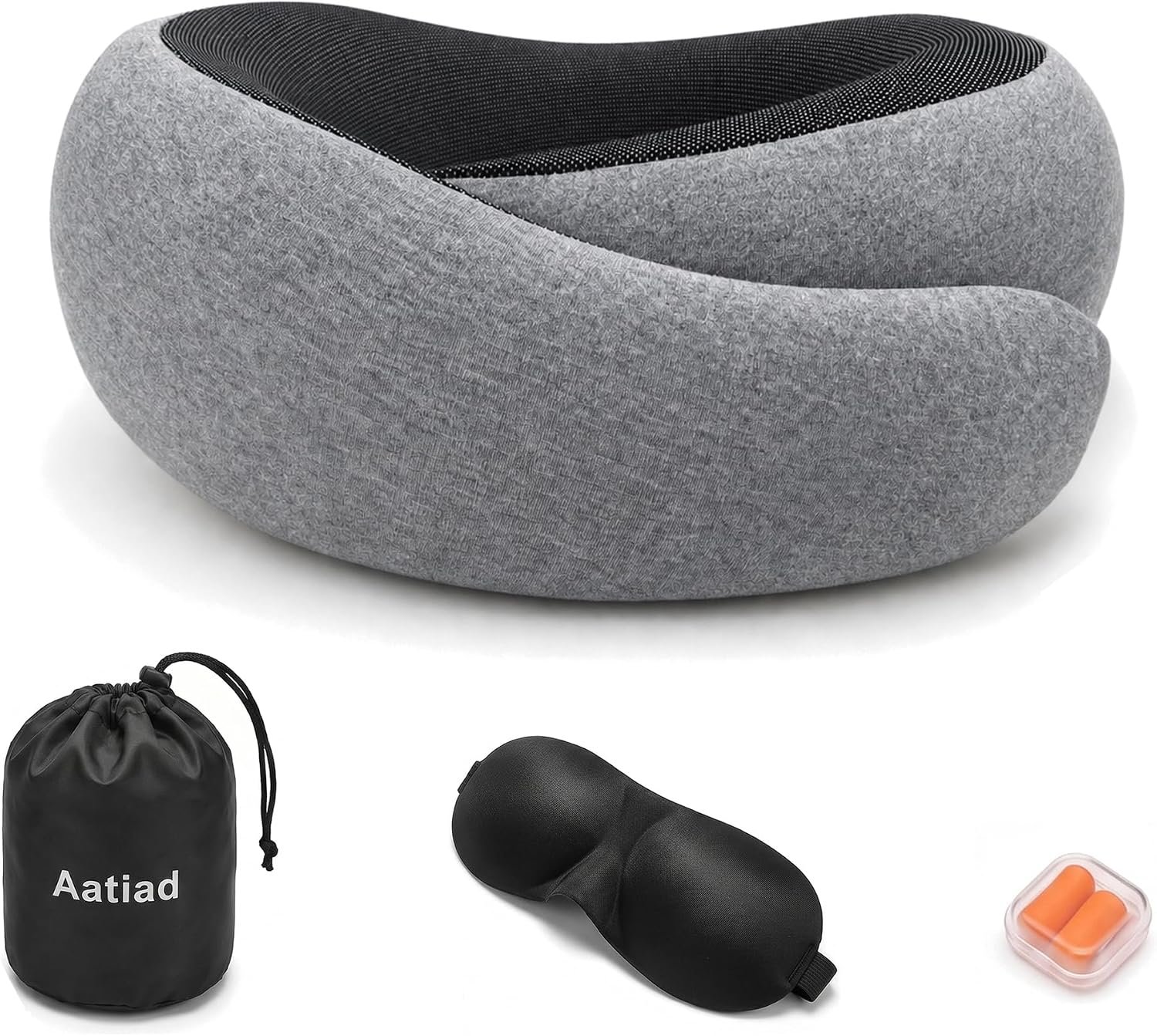 Travel Neck Pillow for Airplanes — Memory Foam, 360 Full Support