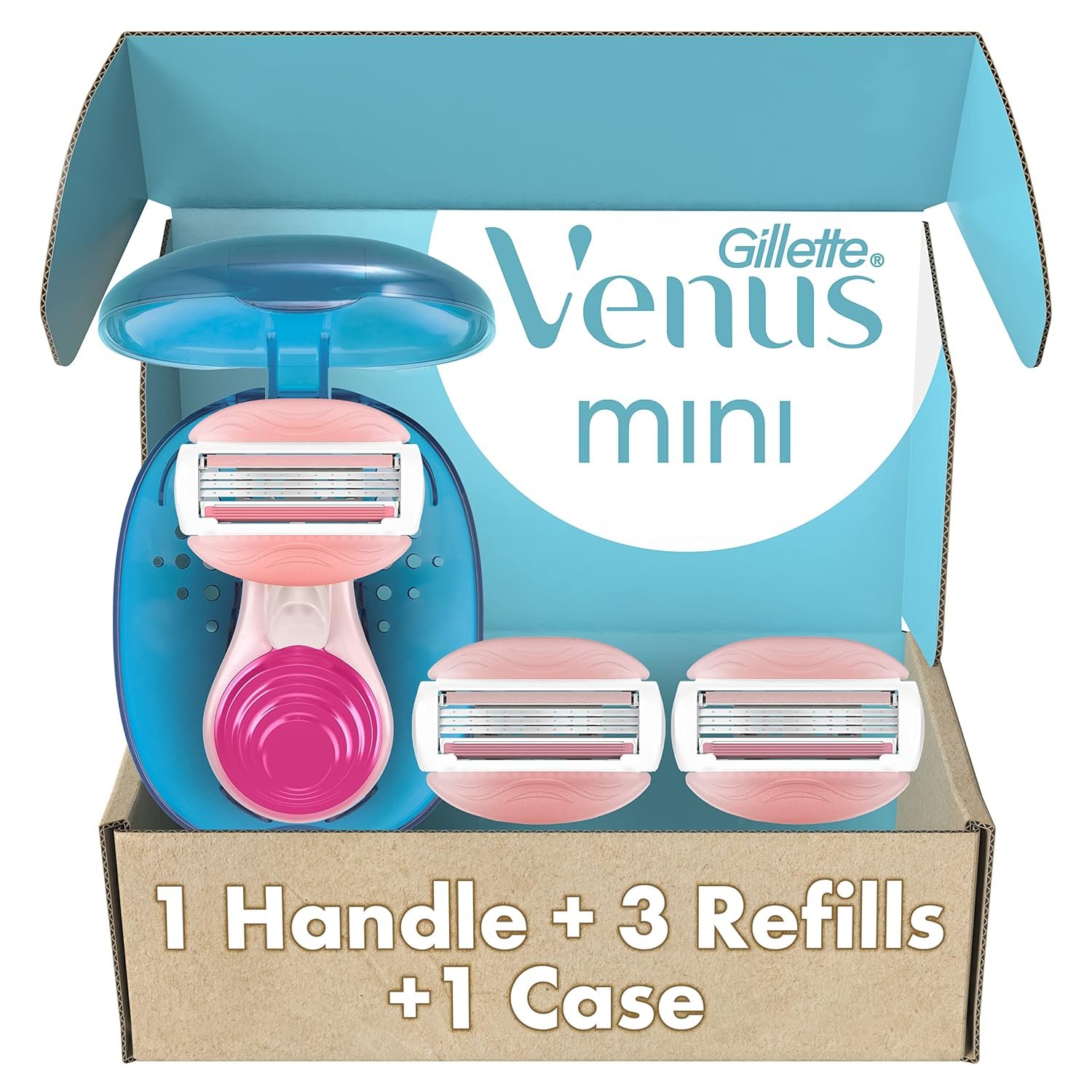 Gillette Venus Travel Women’s Razor with 3 ComfortGlide White Tea Scent Blade Refills + 1 Travel Case