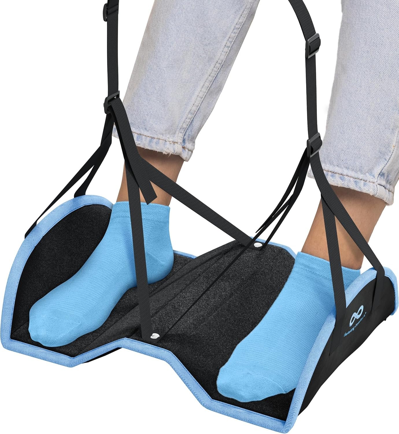 Everlasting Comfort Airplane Foot Hammock – Memory Foam Foot Rest for Plane Travel – Portable Foot Rest for Air Travel, Desk & Car – Airplane Essentials Foot Hammock for Plane Travel