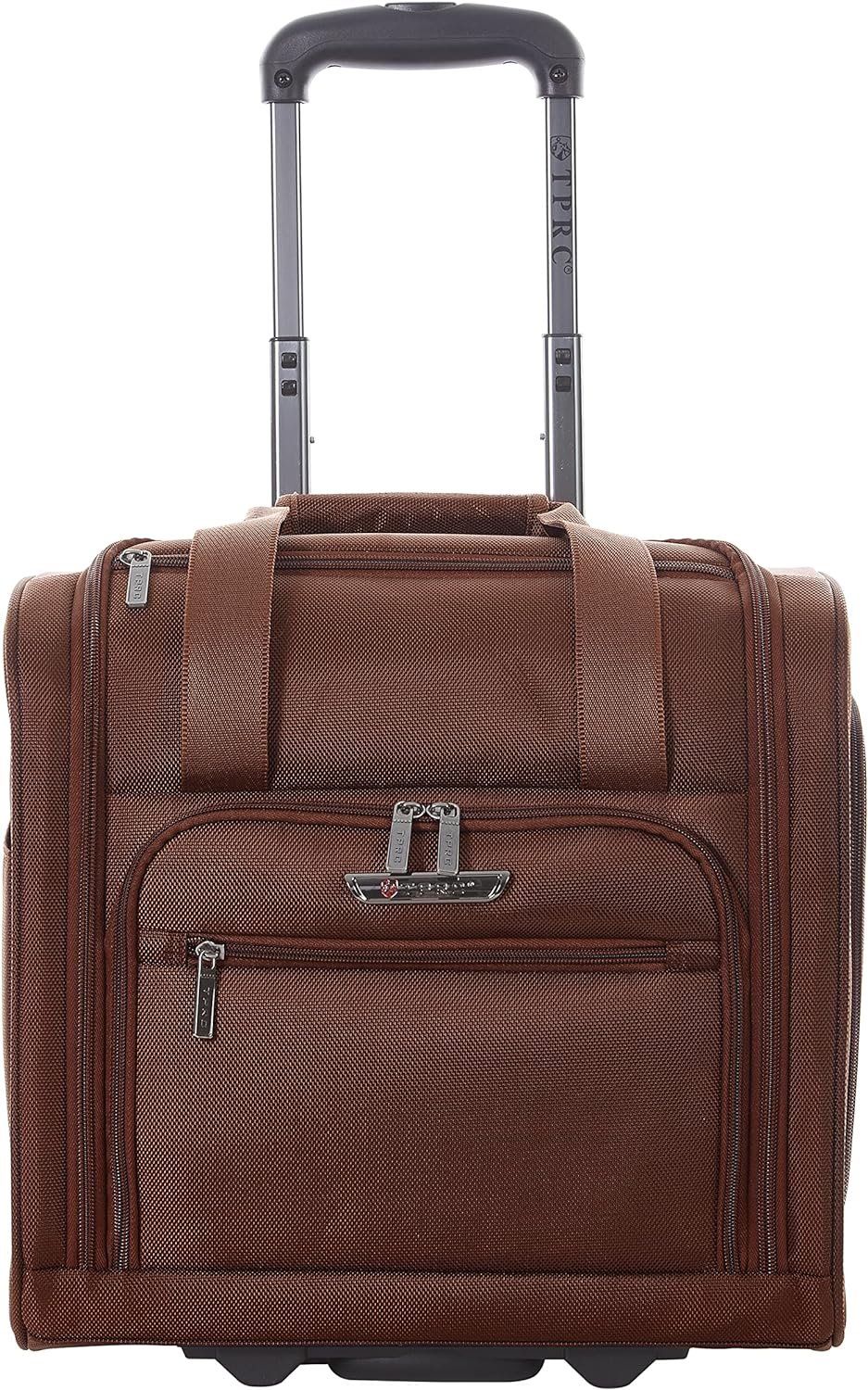 TPRC 15” Underseat Carry-On Luggage Airline Approved Personal Item with USB Charging Port, Brown