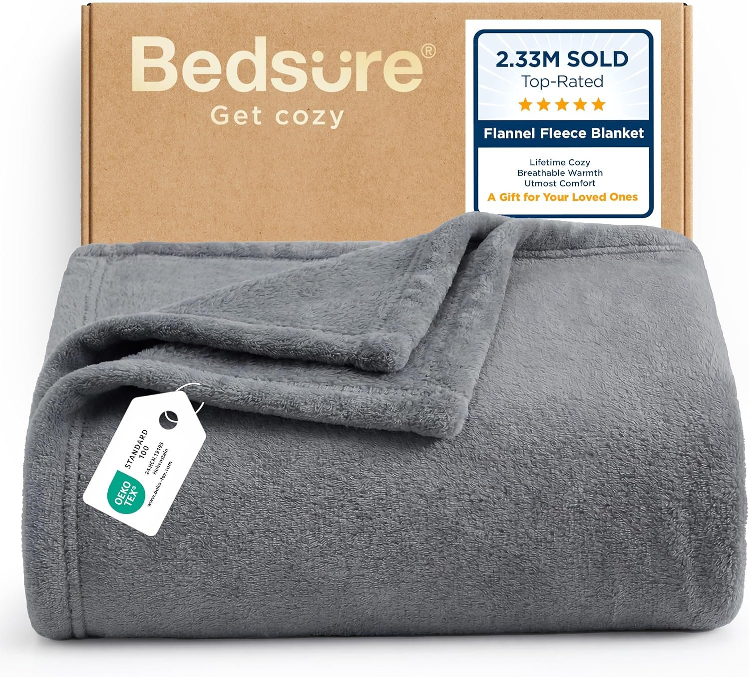 Bedsure Soft Fleece Throw Bed Blanket for Couch Grey – Lightweight Fuzzy Cozy Halloween Decorations Blankets and Throws for Sofa, Couch, Travel, Camping, 50×60 inches