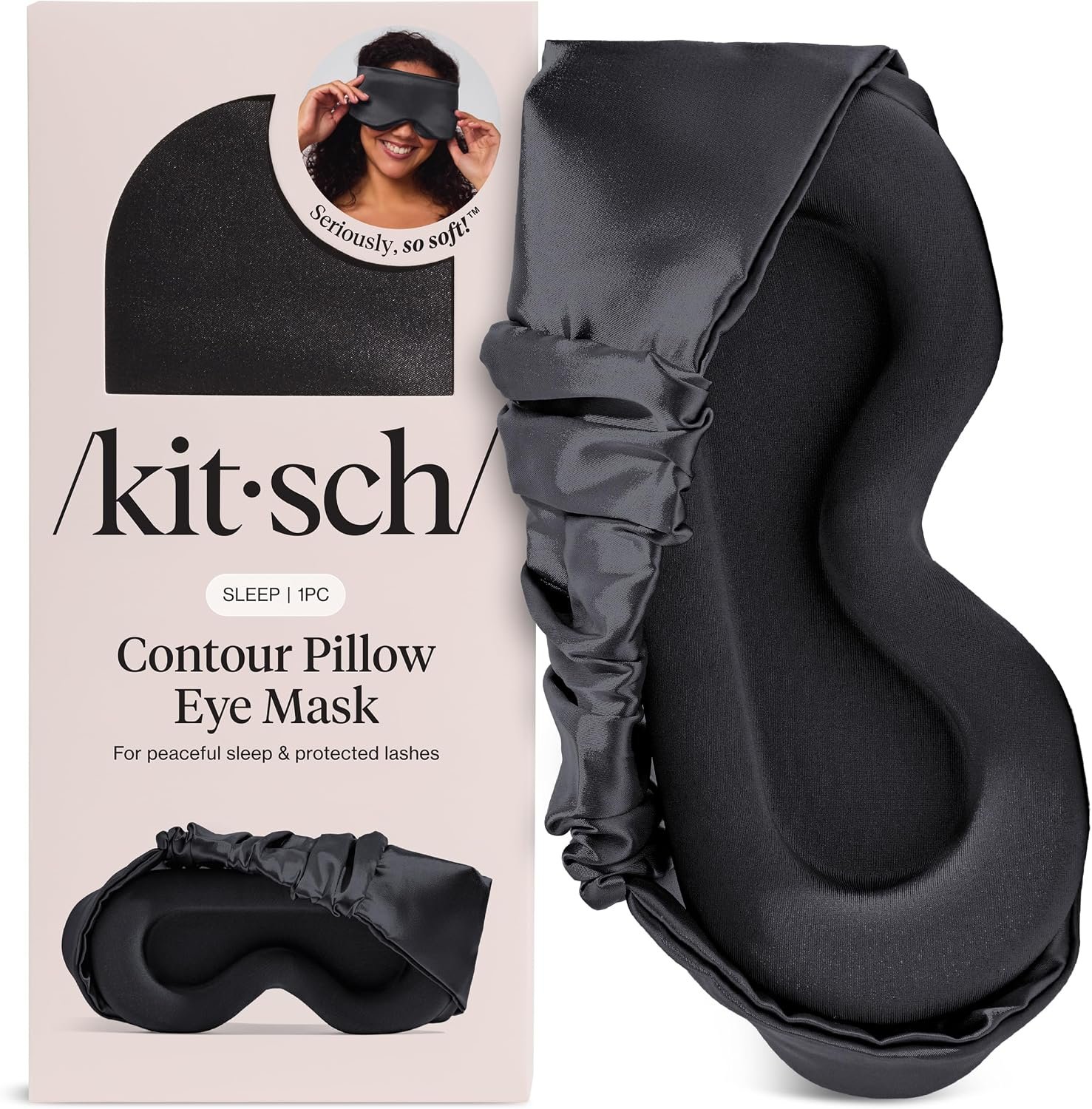 Kitsch Contour Satin Sleep Mask | Eye Masks for Sleep – Charcoal
