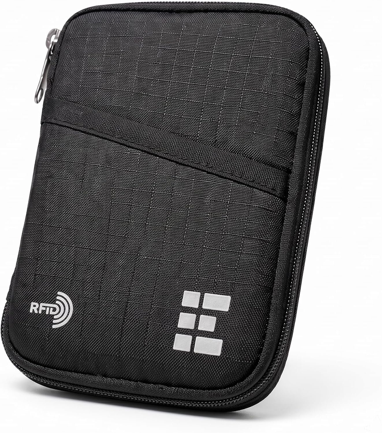 Zero Grid RFID Passport Holder for Passports & Cards, Zippered, Black