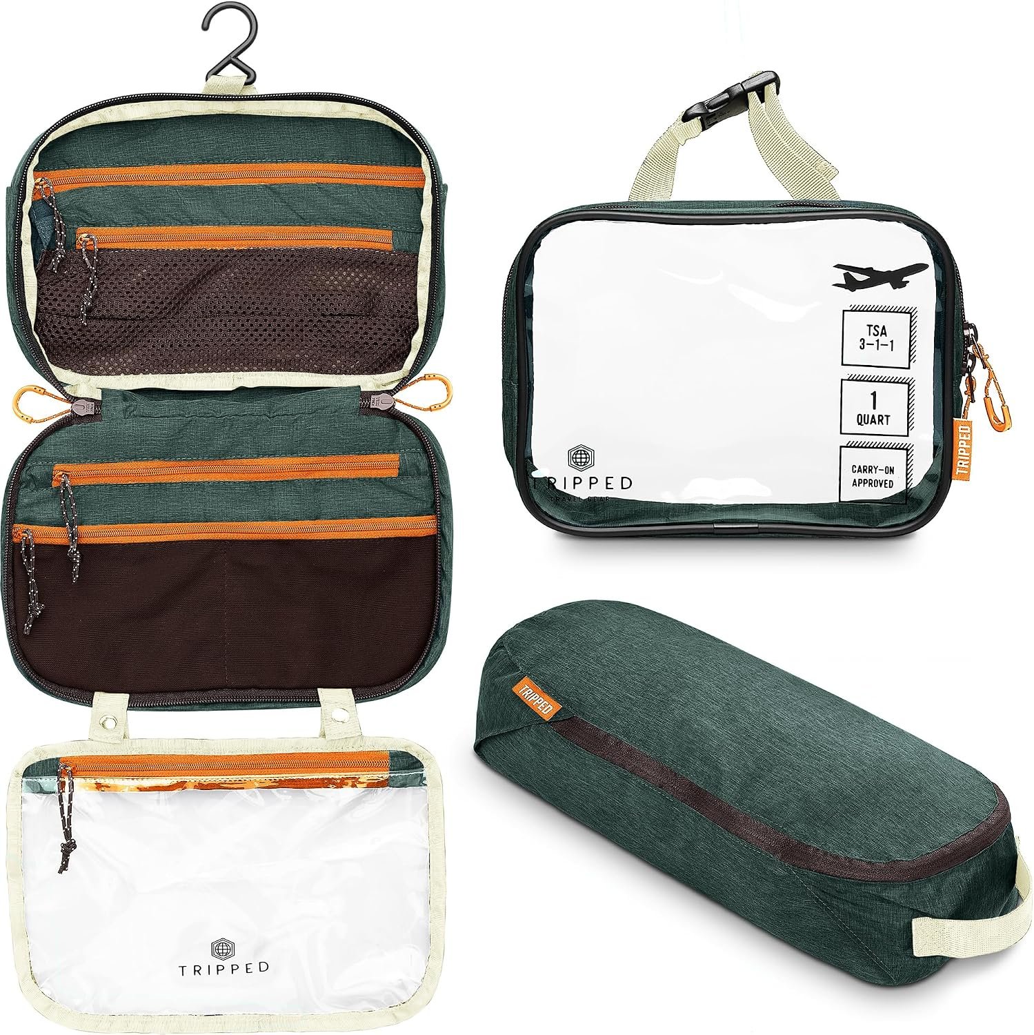 TRIPPED Travel Gear 3-Piece Travel Toiletry Bag Set