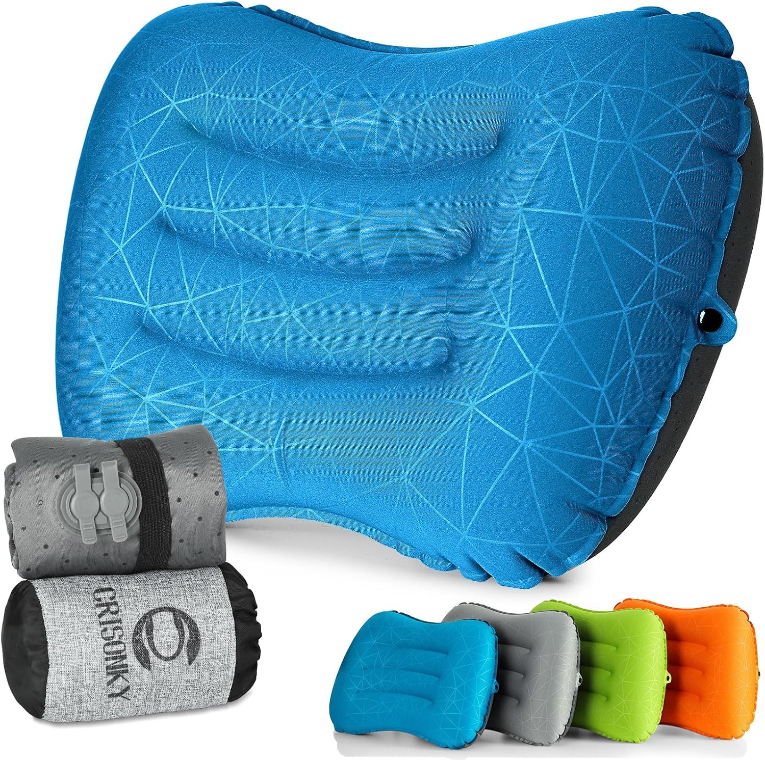 Crisonky Camping Pillow,Ultralight Inflatable Travel Pillow for Backpacking