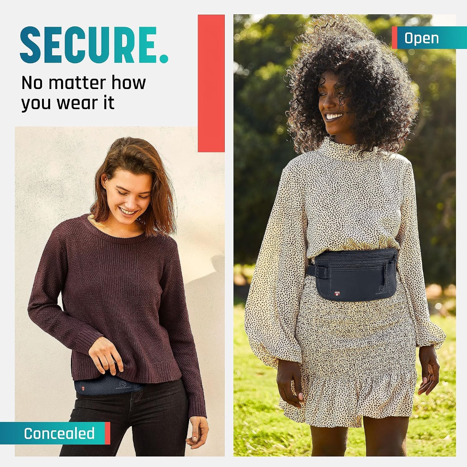 Alpha Keeper Money Belt for Travel Hidden Under Clothes – RFID Blocking Passport Holder & Slim Waist Wallet Pouch for Women & Men, Anti-Theft Travel Accessories