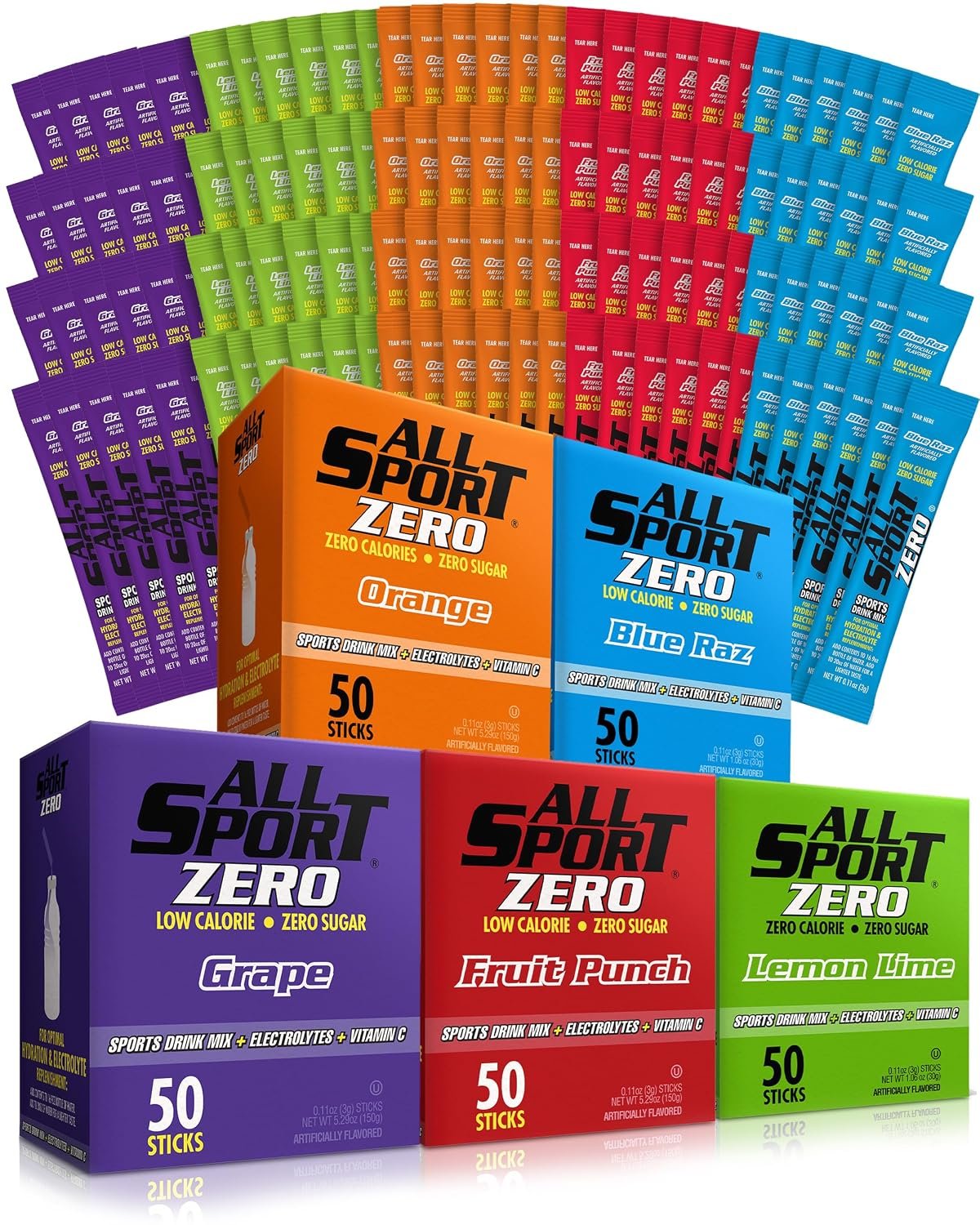 All Sport Zero Variety Powder Sticks, Sugar Free Electrolytes (0.11 Ounce (Pack of 250))