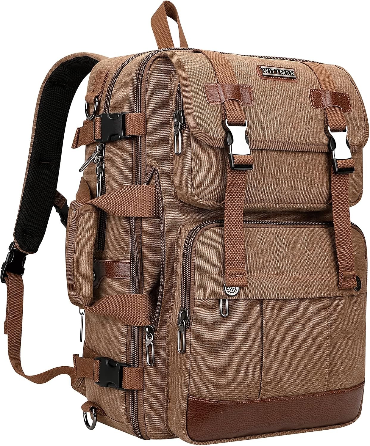 WITZMAN Canvas Travel Backpack for Men Large Laptop Backpack Fits 16 Inch