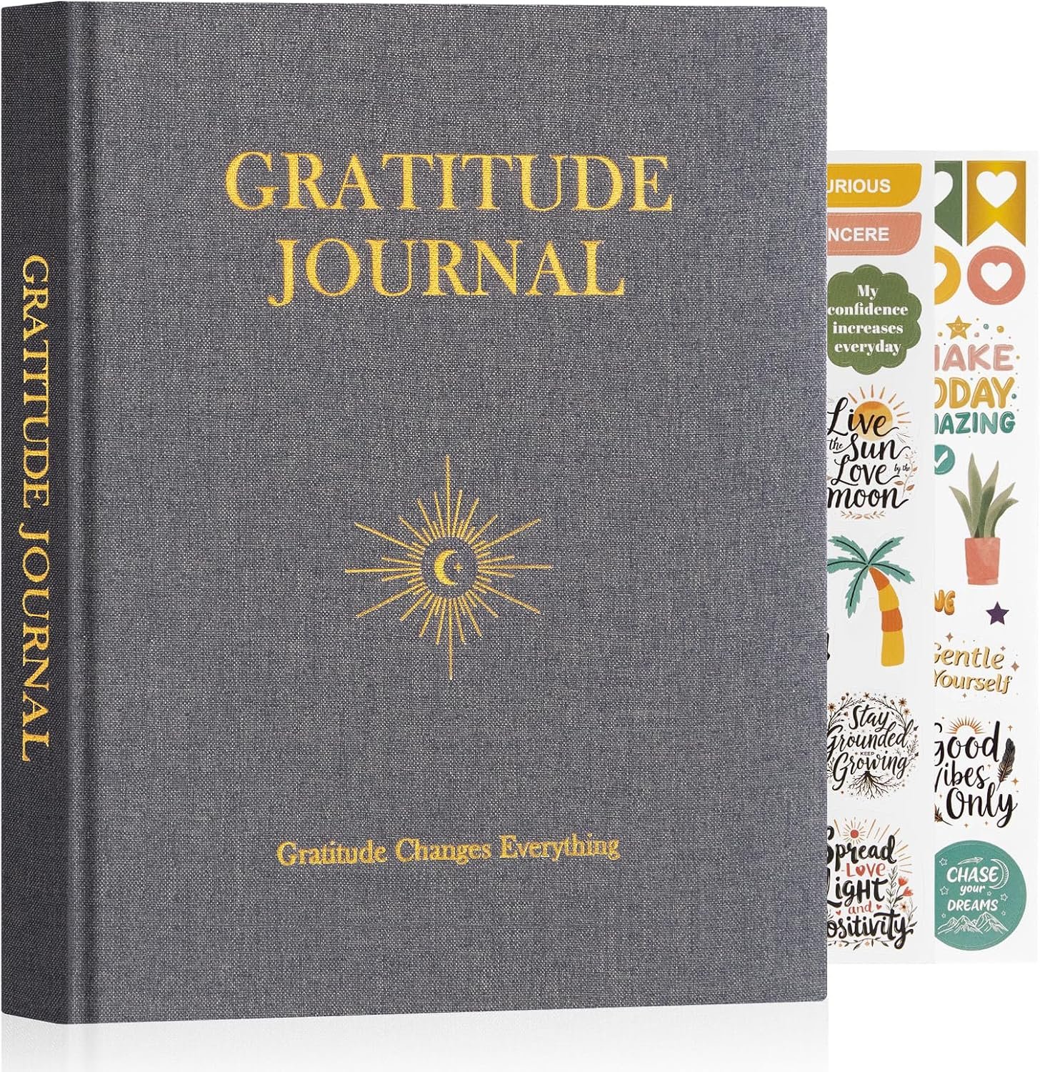 Lanpn Daily Gratitude Journal for Men Woman, The 5 Minute Gratitude Diary with Prompts, Linen Mindfulness Affirmation Positivity Planner, 156 Page Better Every Day Reflection Guided Notebook, Grey