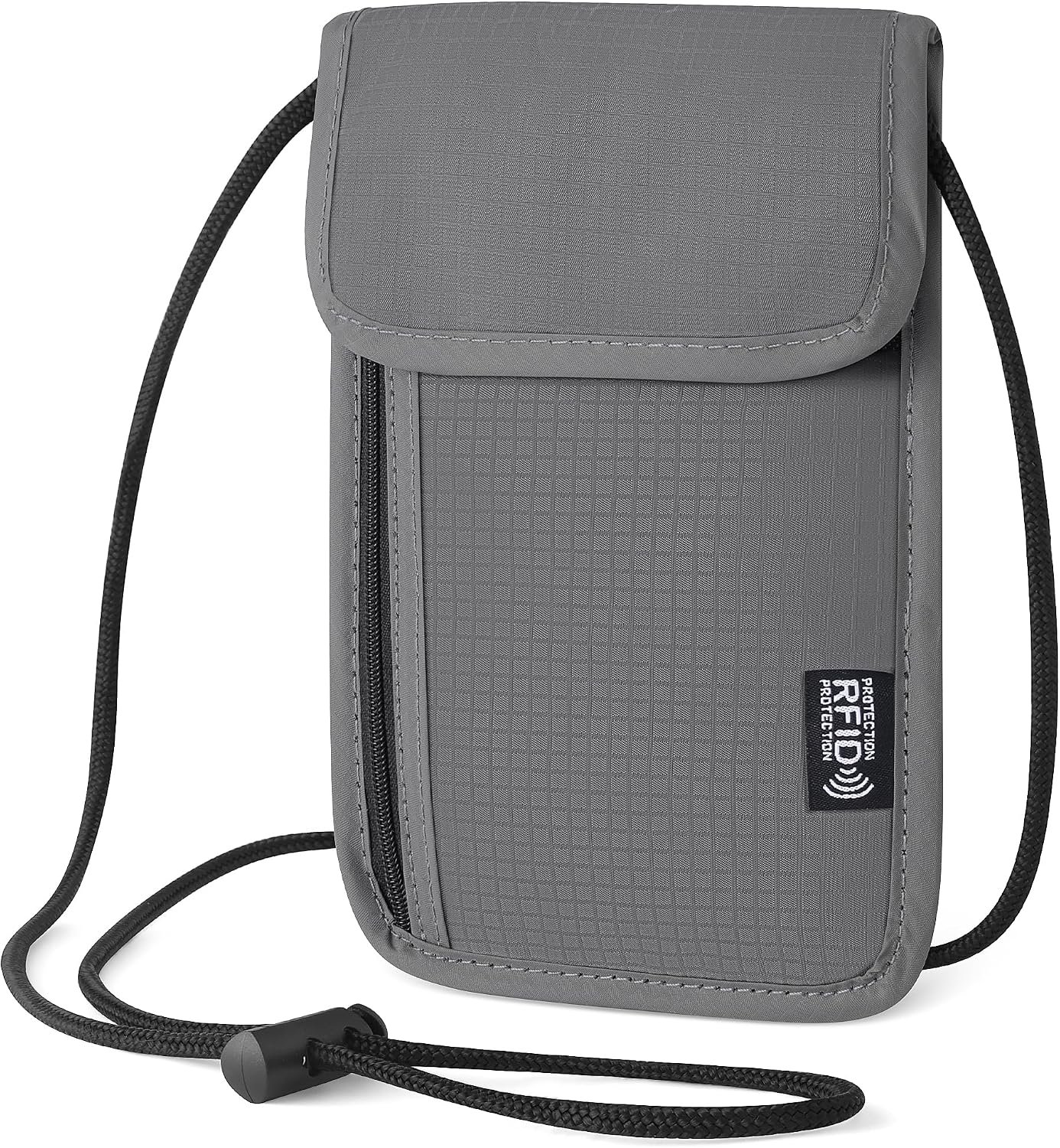 Likesing 5.5″ L x 7.9″ W Travel Neck Wallet, RFID Passport Holder (Grey)