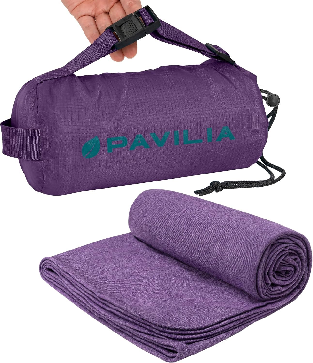 PAVILIA Travel Blanket Airplane Compact with Bag Lightweight, Purple