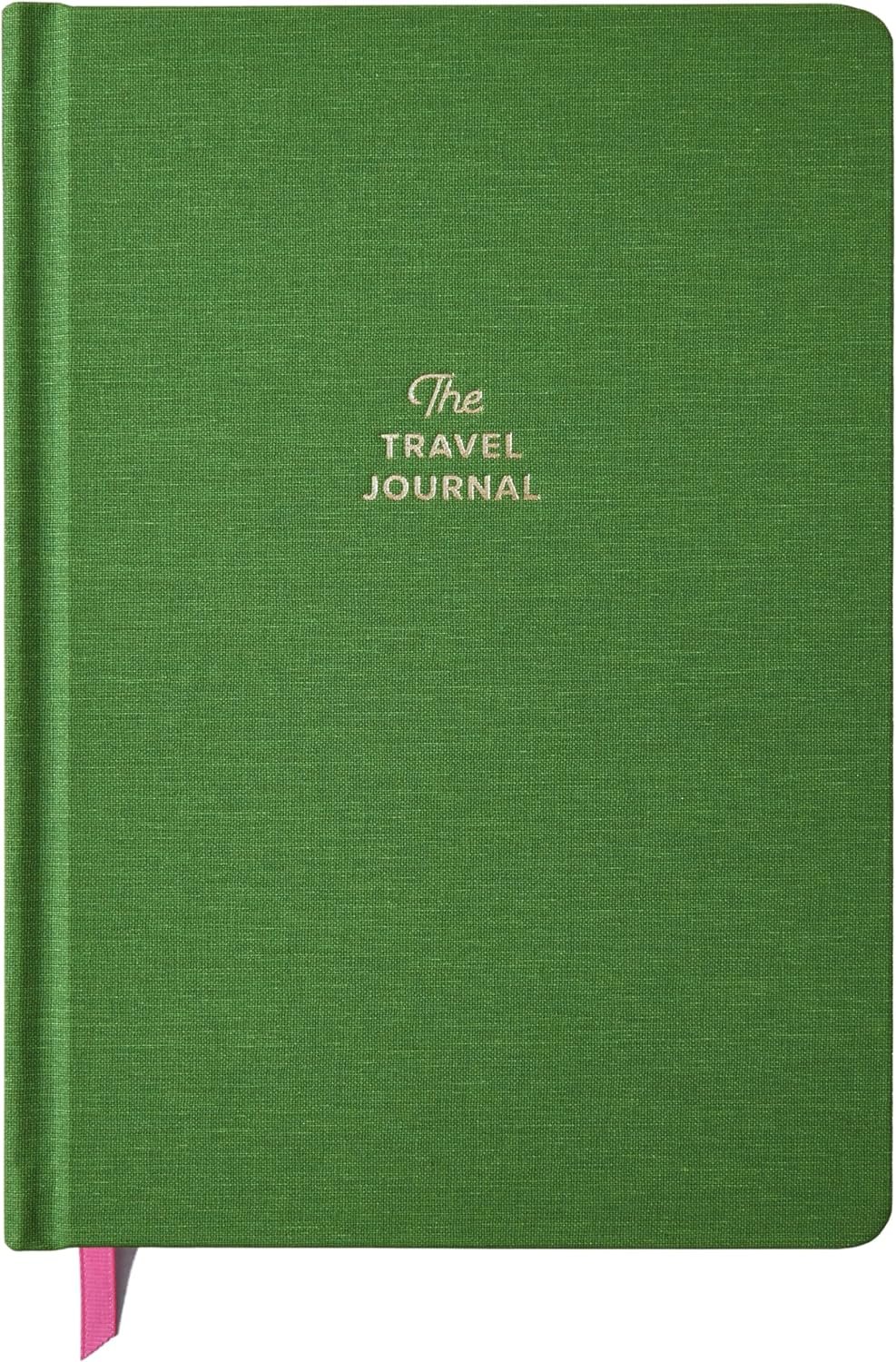 Travel Journal – Guided Notebook for Travelers to Plan & Reflect on Vacations & Trips. Keepsake Travel Gift, Basil Green
