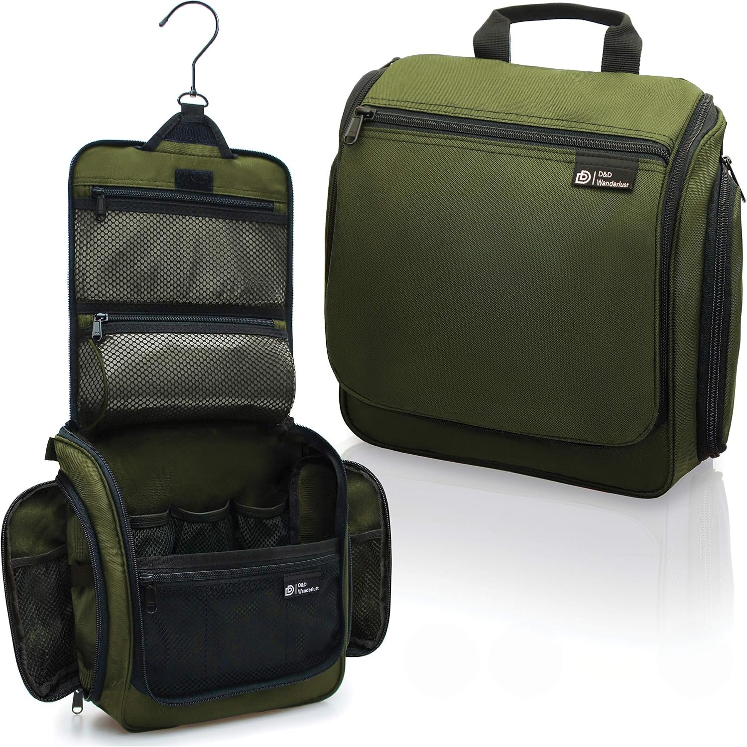 D&D Wanderlust D&D Hanging Travel Toiletry Bag for Men and Women – Cosmetics, Makeup and Toiletries Organizer Kit with 10 Compartments