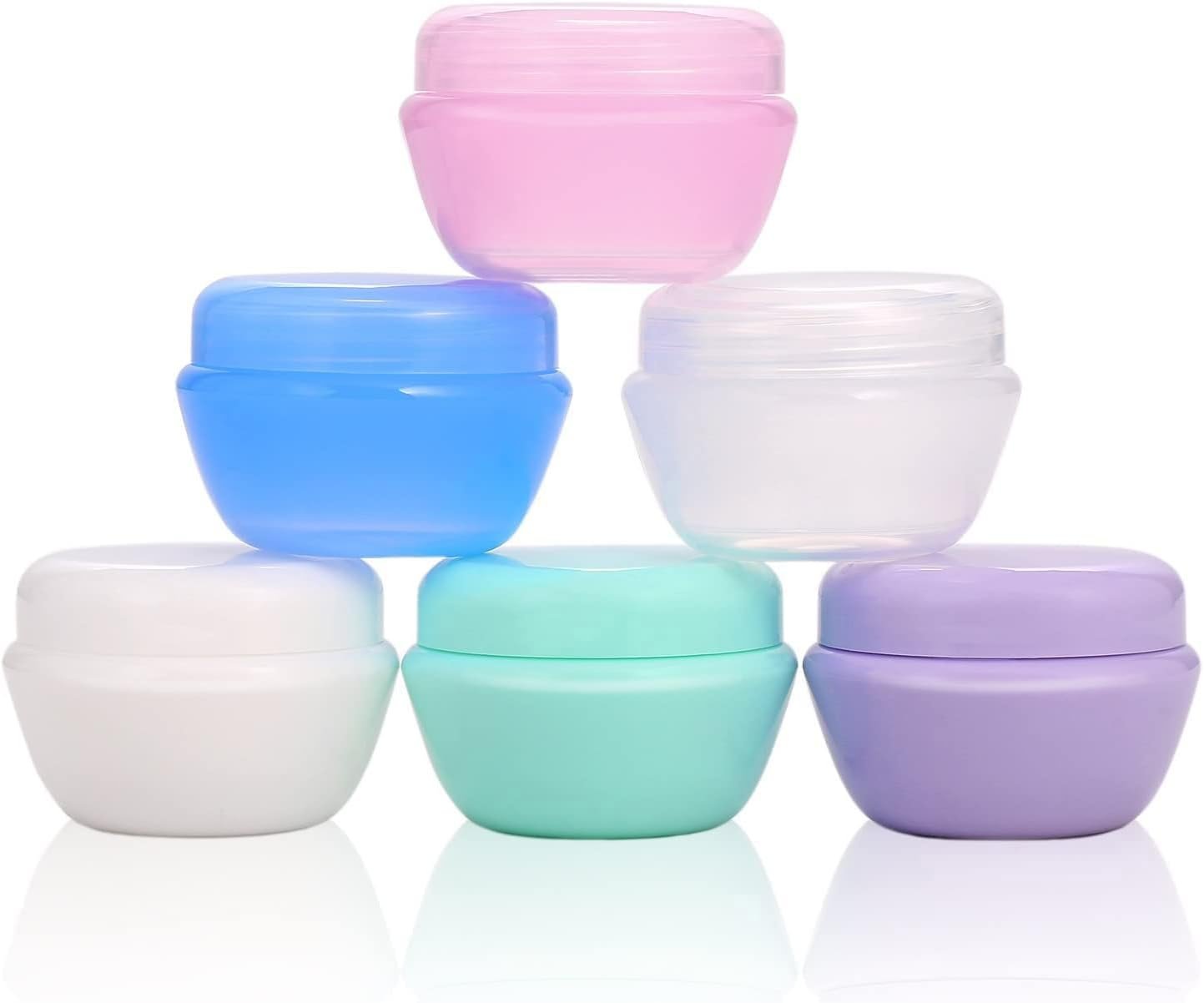 Plastic Small Travel Containers for Toiletries, TSA Approved Leakproof Refillable Cosmetics Makeup Jars with Lids for Cream Gel Paste, 20g/0.7OZ Per Piece, 6 Pieces