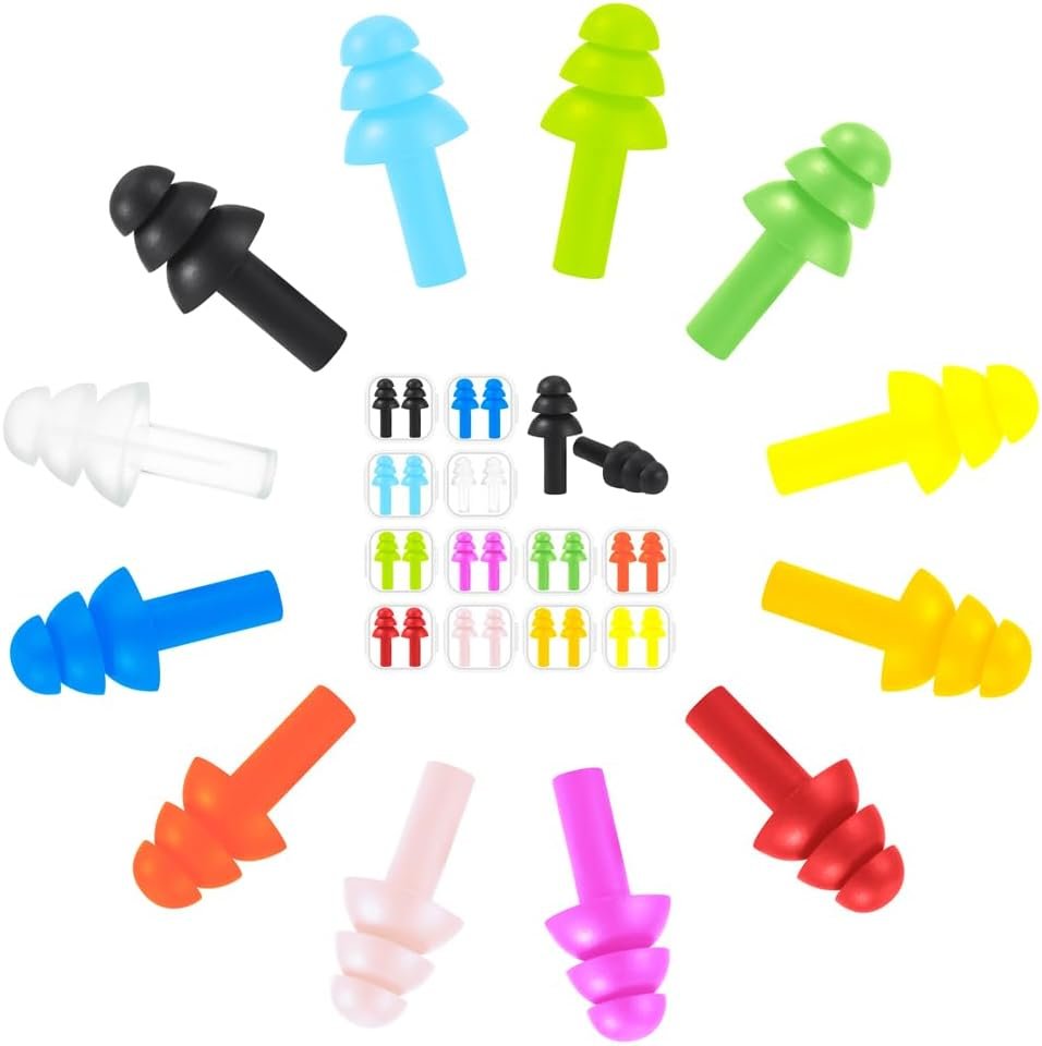 120 Pairs Ear Plugs for Sleeping Noise Cancelling, Reusable Silicone Ear Plug, Waterproof, Hypoallergenic for Swimming, Noise Reduction 26 dB Earplugs for Airplanes Concerts Hearing Protection