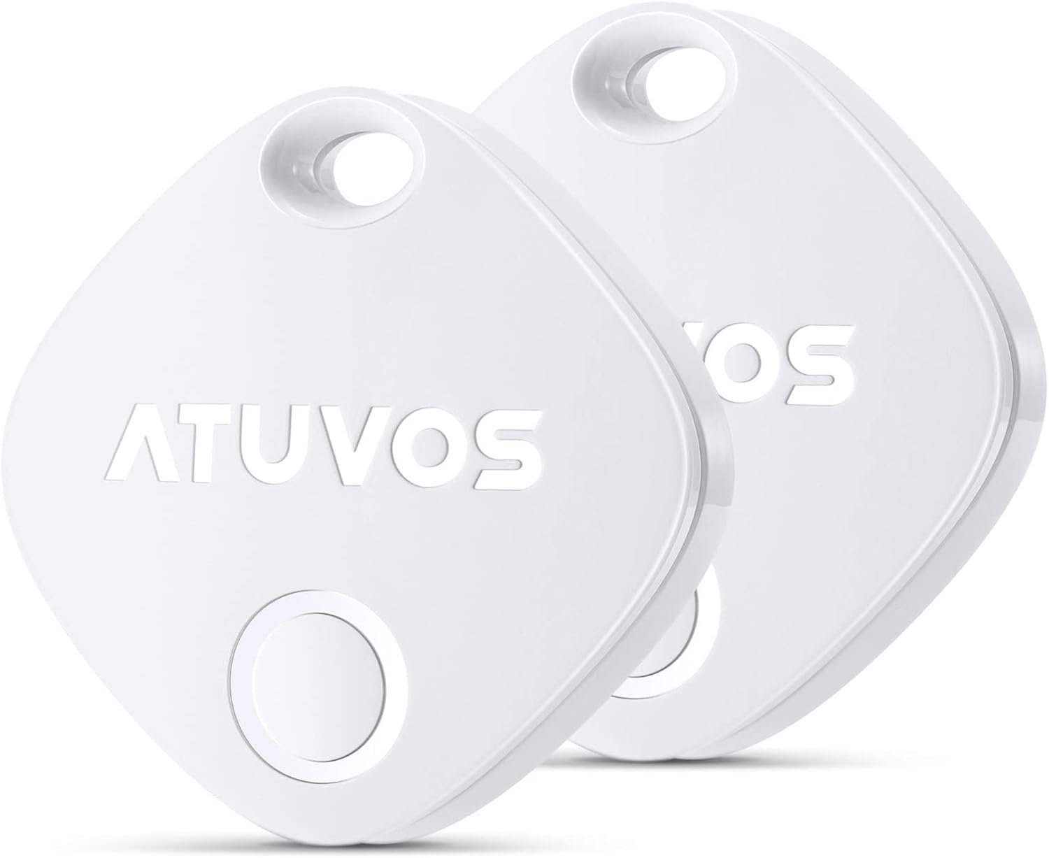 ATUVOS Luggage Tracker, Key Finder, Bluetooth Tracker Pairs with Apple Find My (iOS Only), Item Locator for Bags, Wallets, Keys, Waterproof IP67, Anti-Lost 2 Pack, White