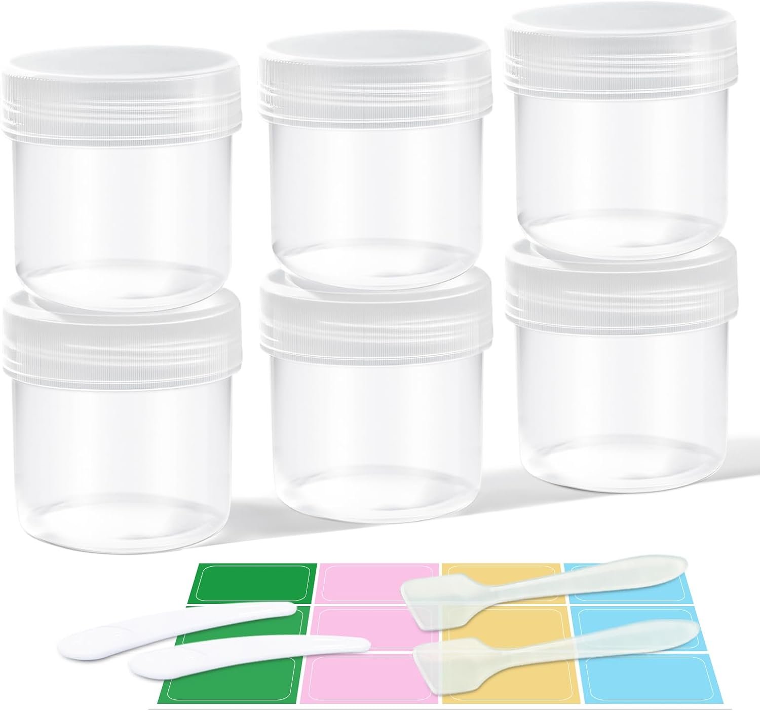 DEMORA Small Travel Containers Plastic Jars with Lids for Creams, Refillable TSA Approved Travel Size Containers for Lotion Makeup Cosmetic Ointments Slime, PP, BPA Free (Clear, 1 oz, 6 Pcs)