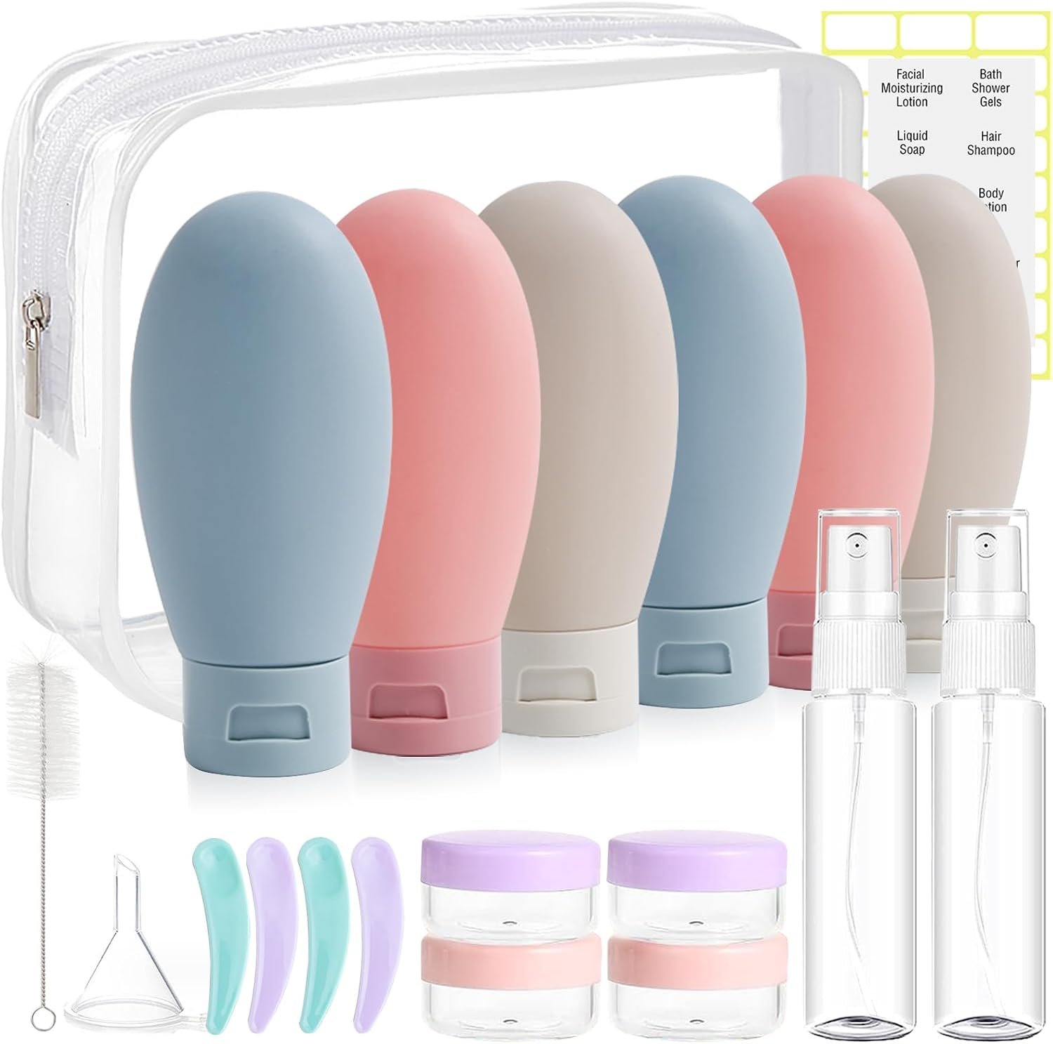 DEWSENSI 20 Pack Travel Bottles for Toiletries, Travel Size Containers Kit