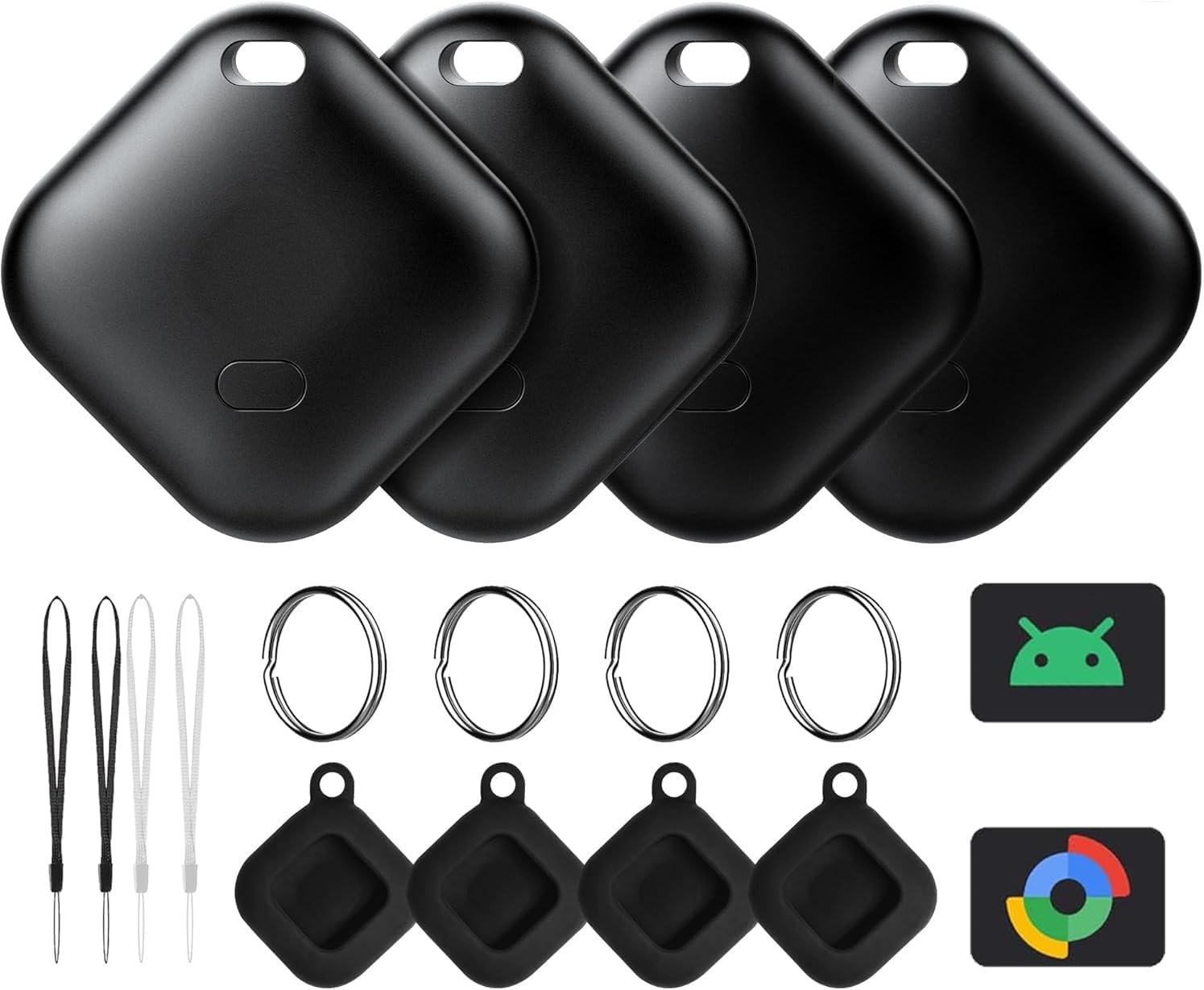Tracker Tag for Android, Luggage Tracker with Case, Works via Google Find Hub App, Bluetooth Tracker Item Finder for Key, Backpack, Travel and Commute (black4)