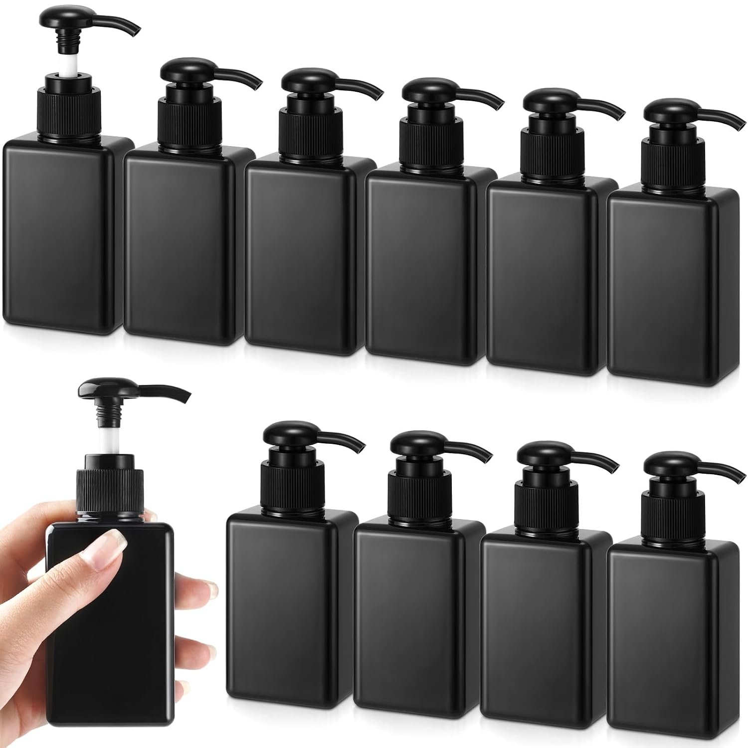 Domensi 12 Pcs 3.4 oz Pump Bottle Mini Travel Bottles, Whole Black