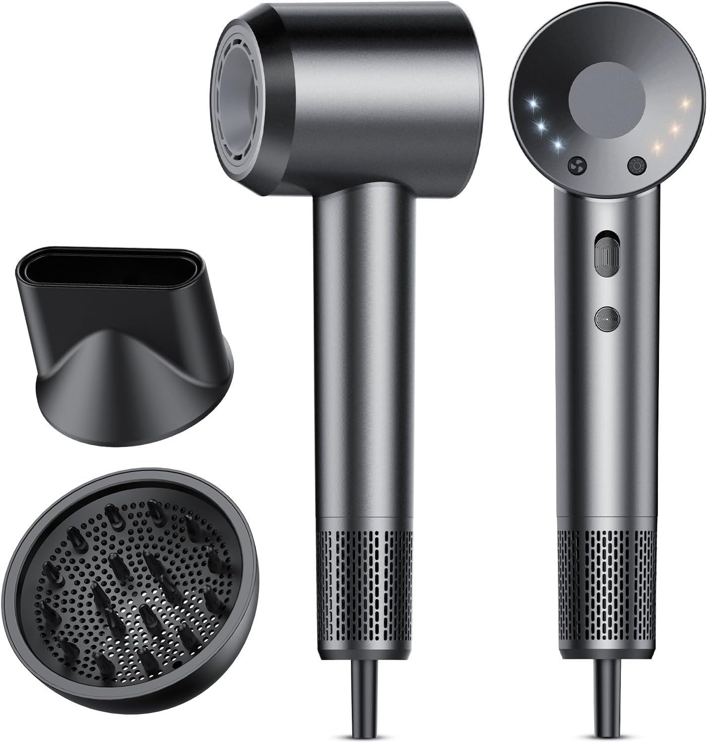 aowoka 160,000 RPM High-Speed Ionic Hair Dryer with Diffuser, Frost Grey