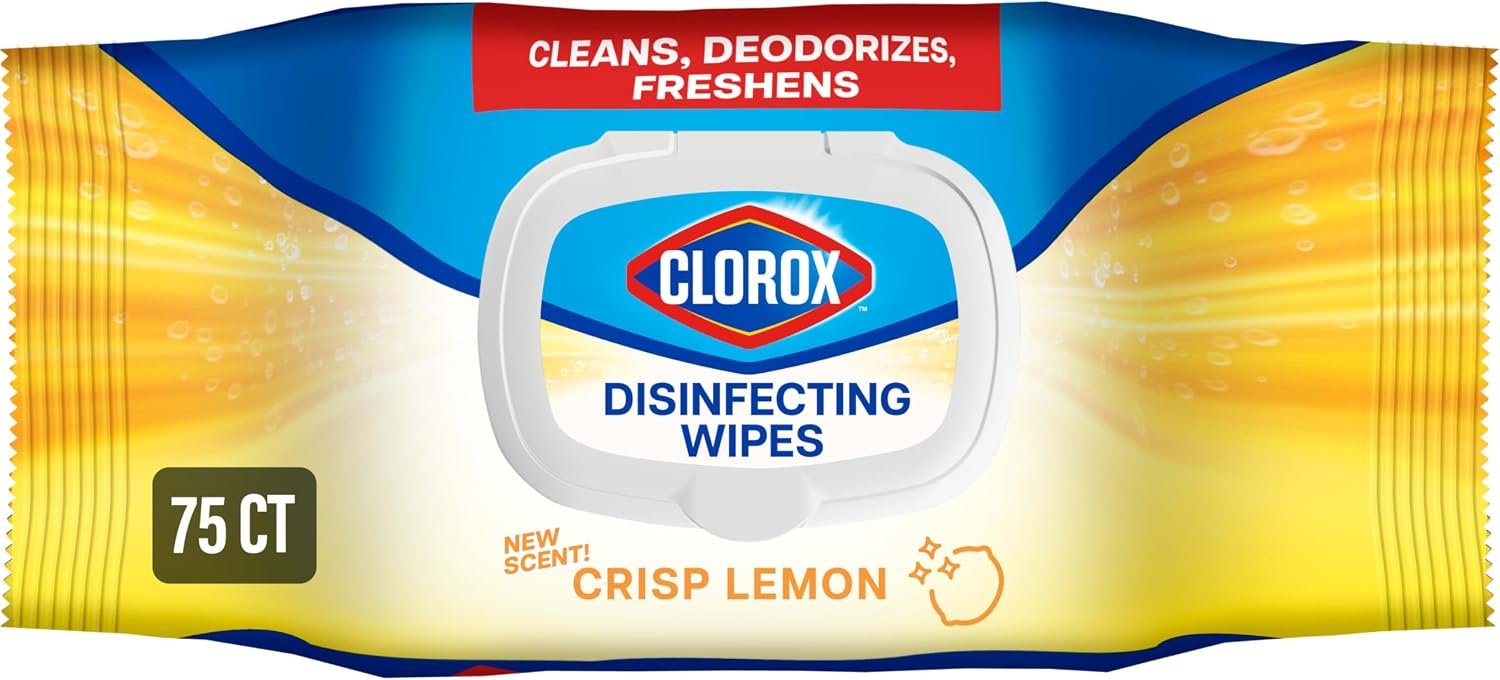 Clorox Disinfecting Cleaning Wipes Flex Pack, Bleach Free, Crisp Lemon, 75 Count (Pack May vary)