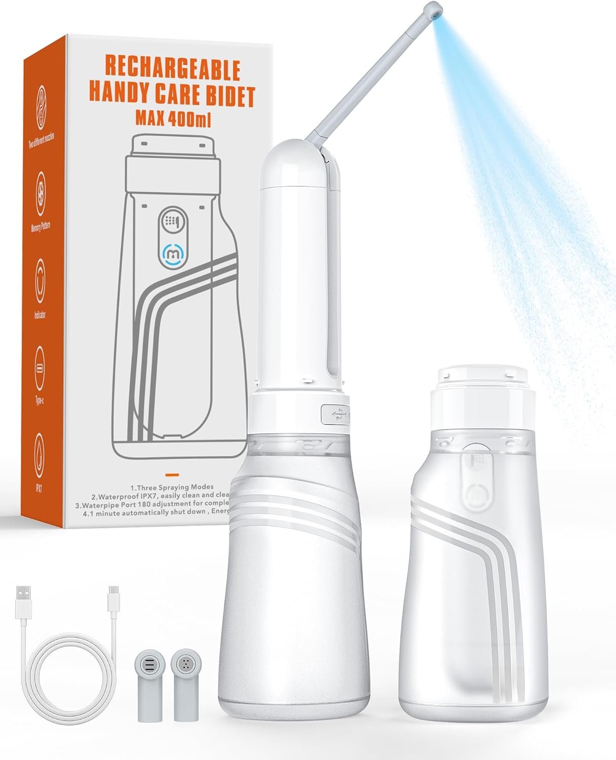 Portable Bidet for Travel, 400ml Portable Electric Travel Bidet Sprayer