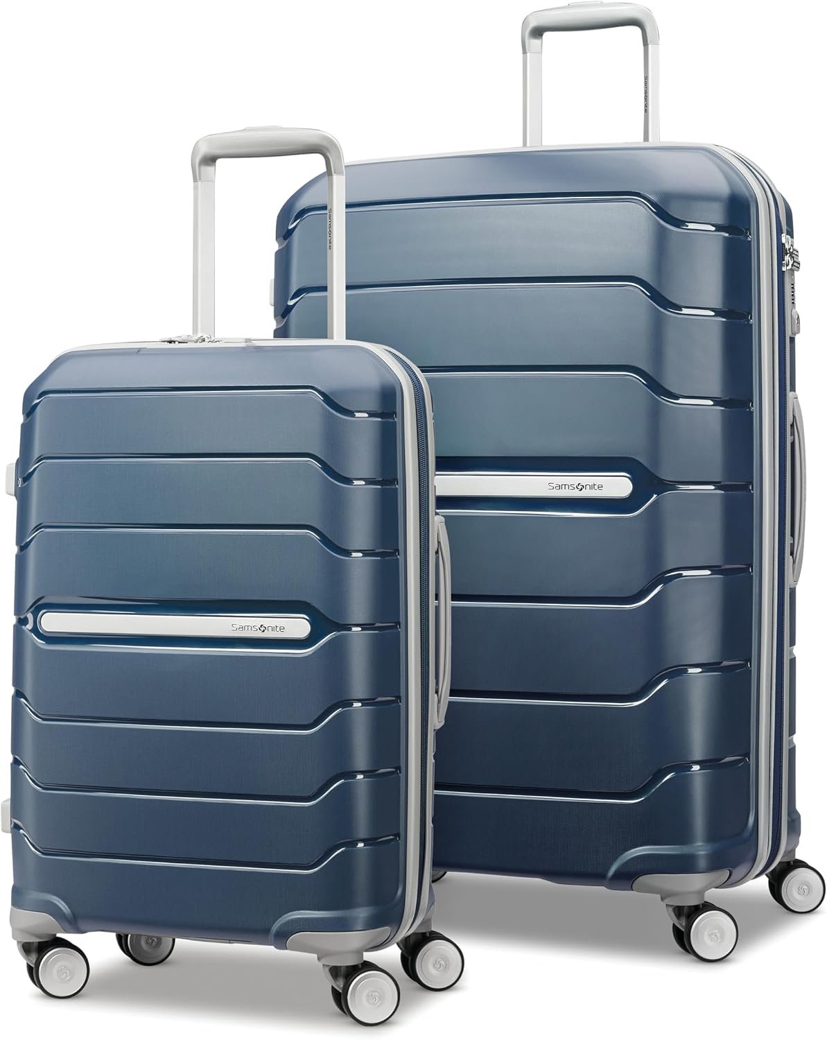 Samsonite Freeform 2-Piece Luggage Set – Carry-On & Large Checked Luggage with Dual Spinner Wheels – Durable Polypropylene Hardshell – TSA Lock, Airline-Approved – Expandable Hard Shell – Navy