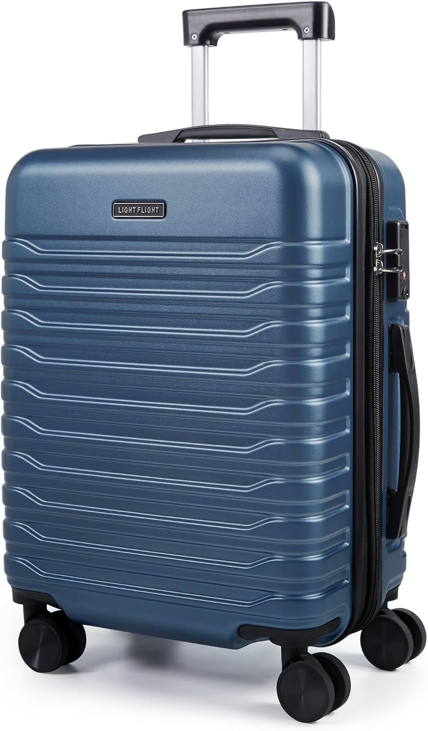LIGHT FLIGHT Expandable 20″ Carry On Luggage 22x14x9, TSA Lock, Blue