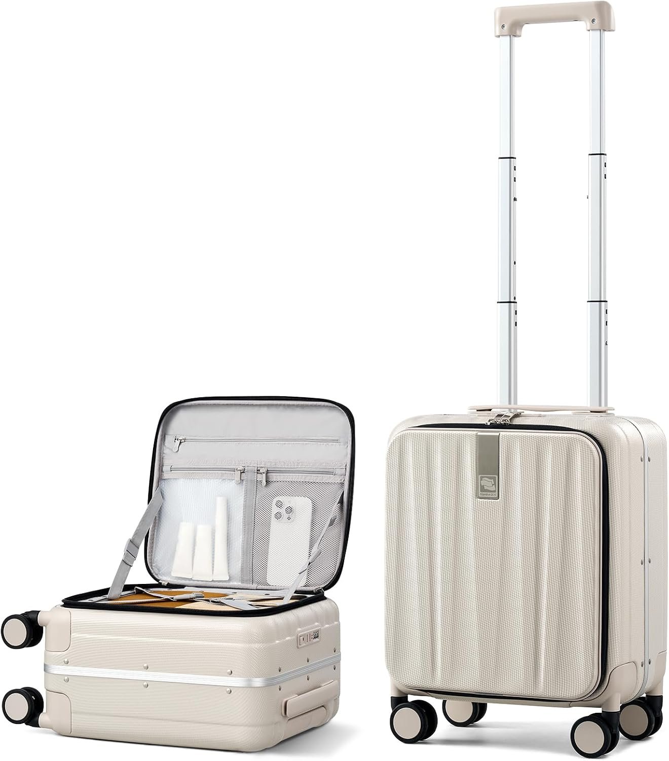 Hanke 16 Inch Small Carry On Luggage, Top Opening Aluminum Frame Suitcase