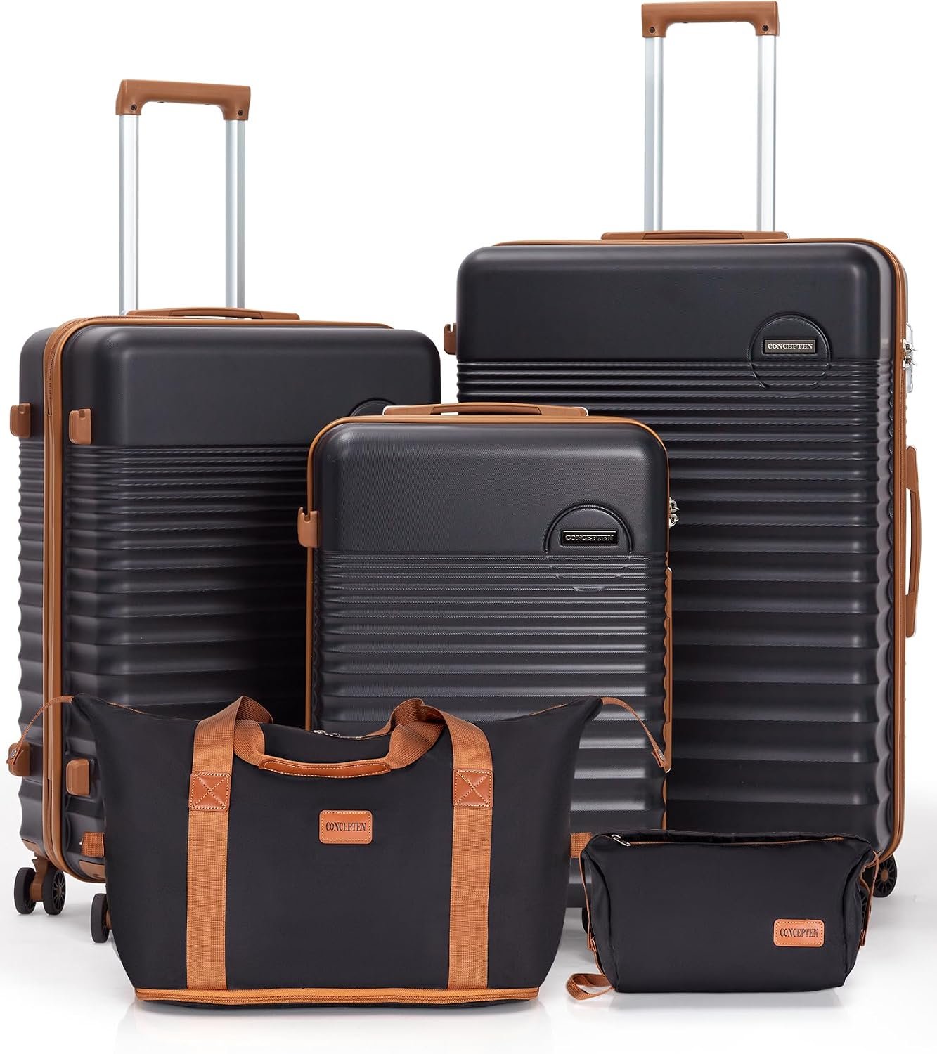 CONCEPTEN Luggage Sets 5 Piece, ABS+PC Hardshell Suitcases with Wheels