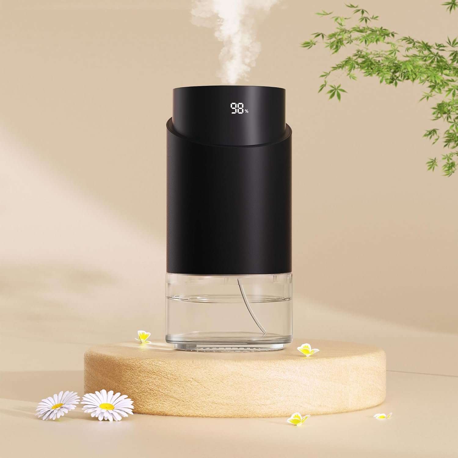 Waterless Essential Oil Diffuser – Rechargeable Black Aluminum Alloy 100ml Scent Machine with 4 Timers, 3 Mist Levels & Vehicle Mode for Home, Car, Office, Studio