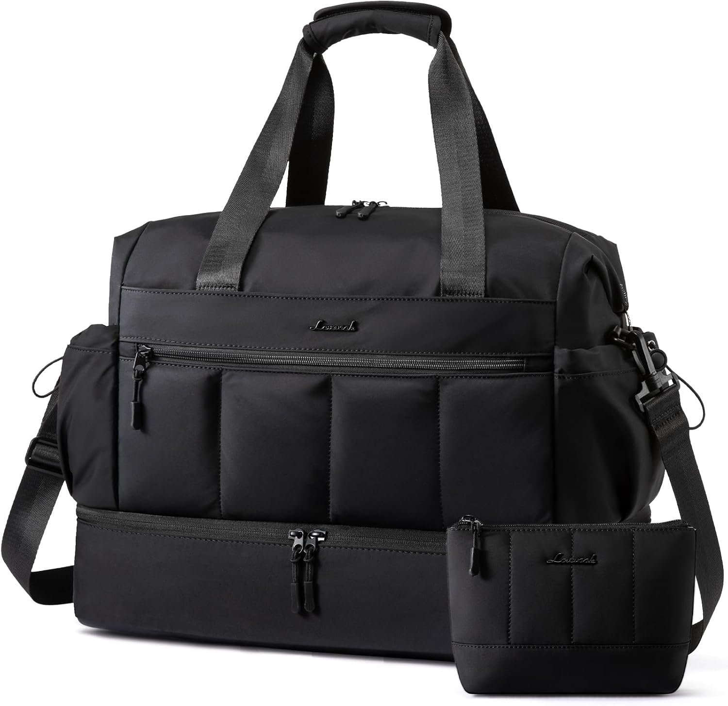 LOVEVOOK Weekender Bags for Women, Travel Duffel Bag, Large Overnight Bags with Shoe Compartment, 38L Carry on Gym Hospital Bag with Wet Pocket, 2 Pcs