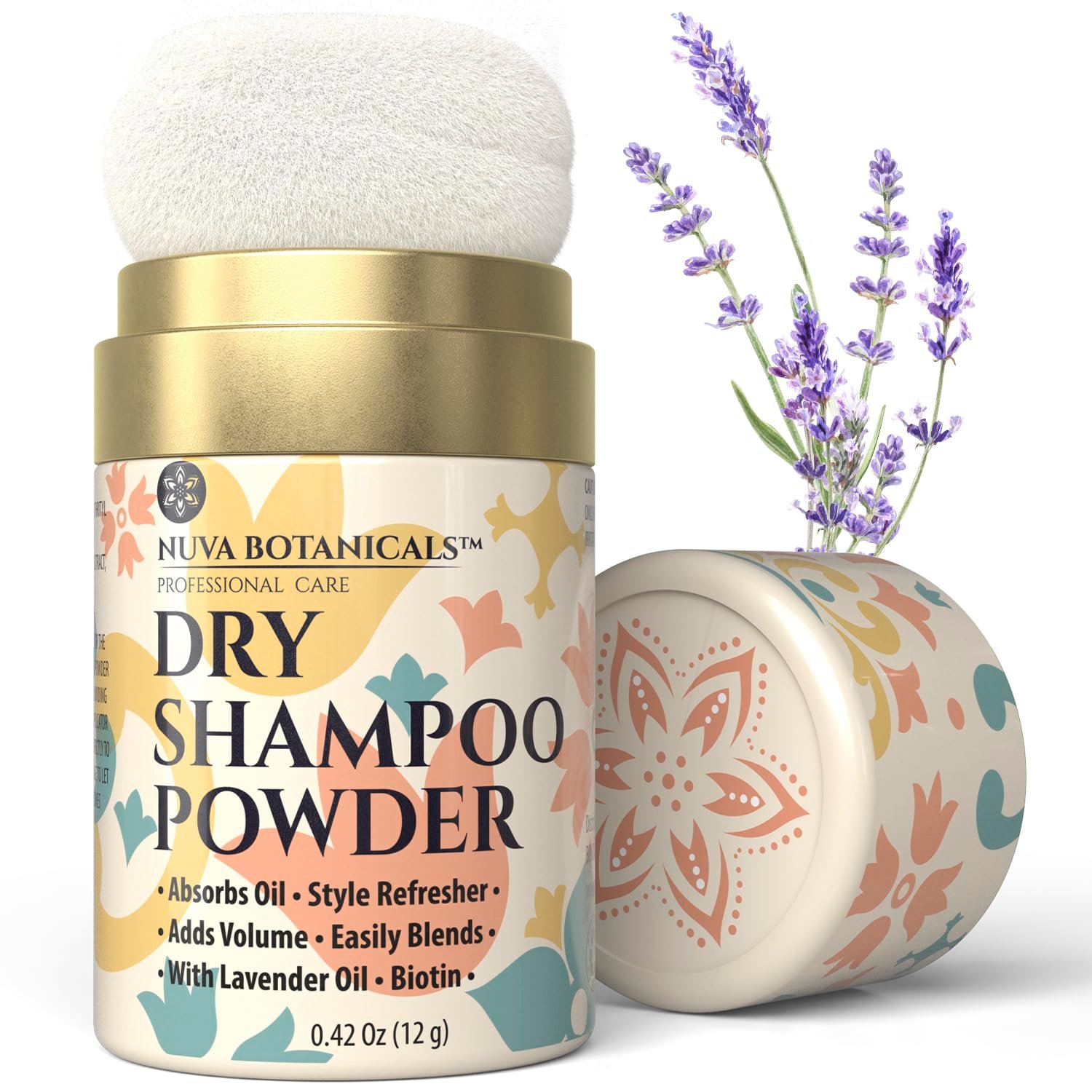 Nuva Botanicals Non-Aerosol Dry Shampoo Powder – Lavender – 0.42 oz Travel