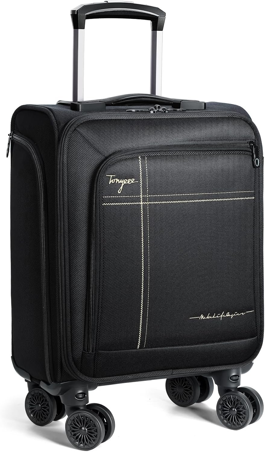 17 Inch Underseat Carry on Luggage with Removable Spinner Wheels
