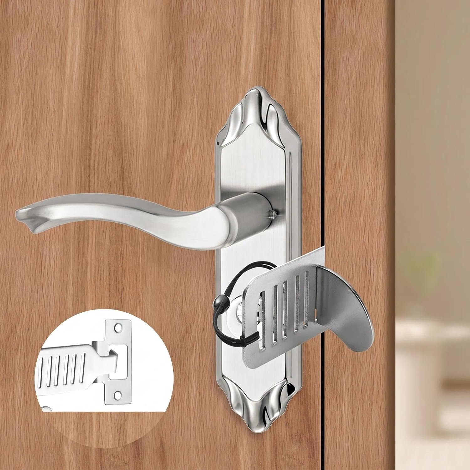 Portable Door Lock, Travel Security Door Jammer Anti Theft Lock for Hotel Apartment Travelers Privacy Protection