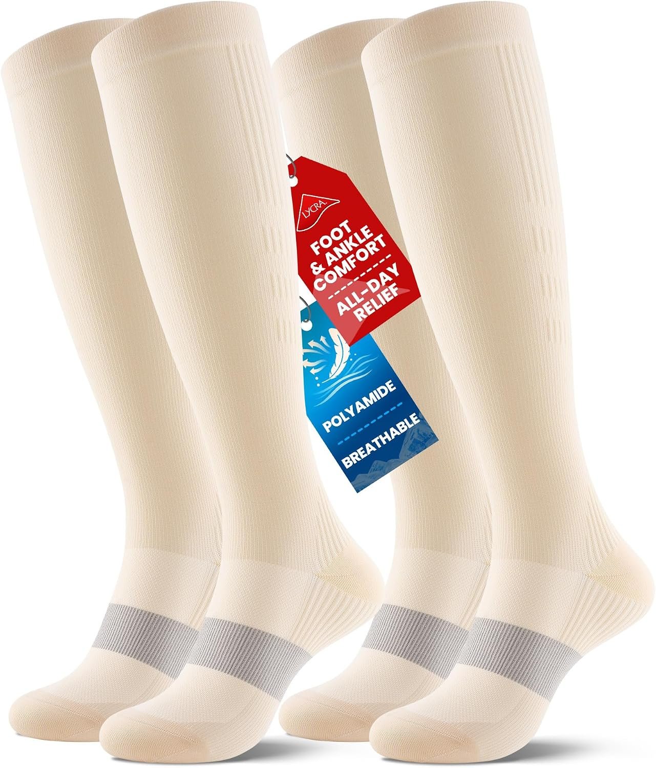 PULIOU Comfortable Compression Socks for Women Men for Circulation,2 Pairs