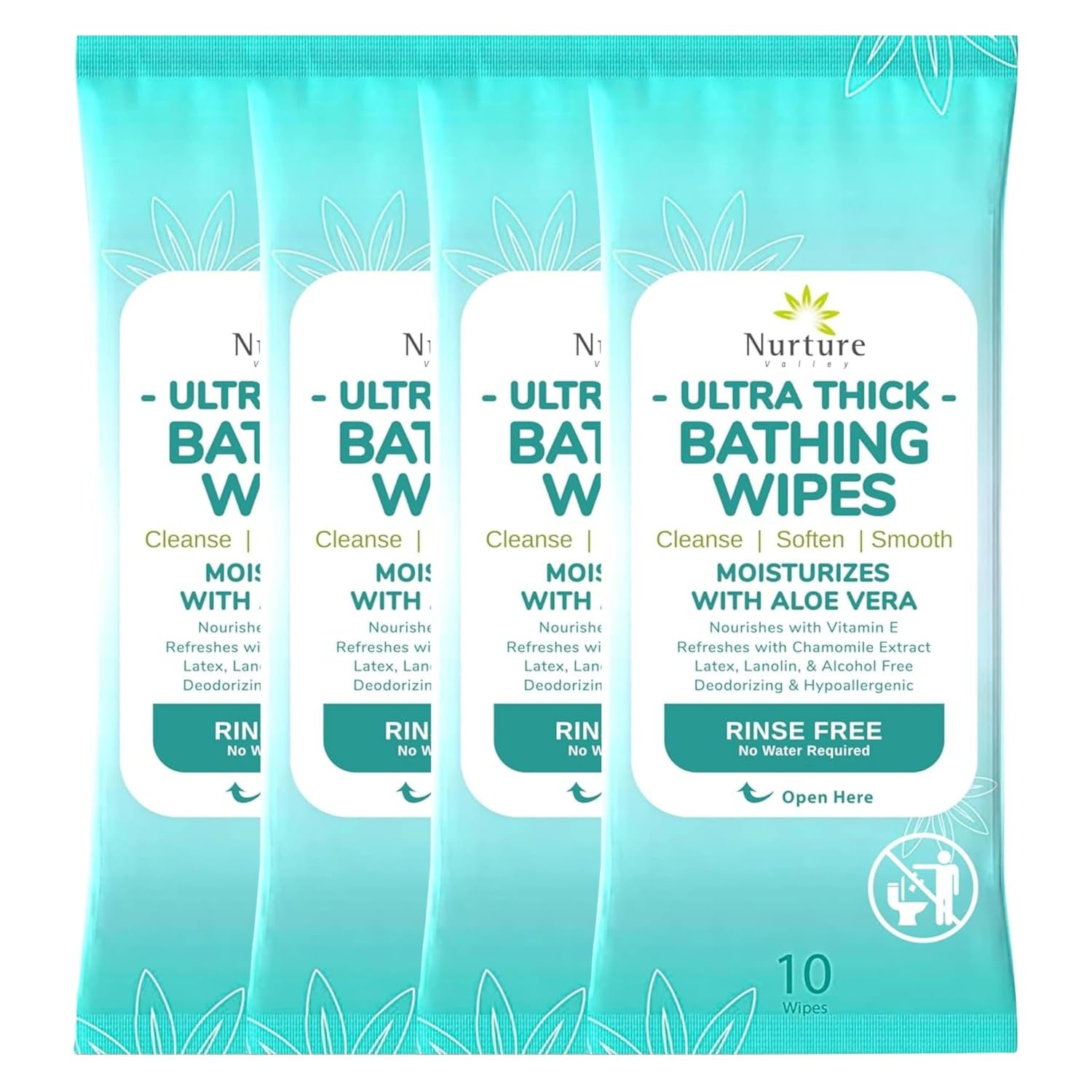 Nurture XL Ultra Thick Body Wipes for Adults with Aloe No Rinse – 40 Pack
