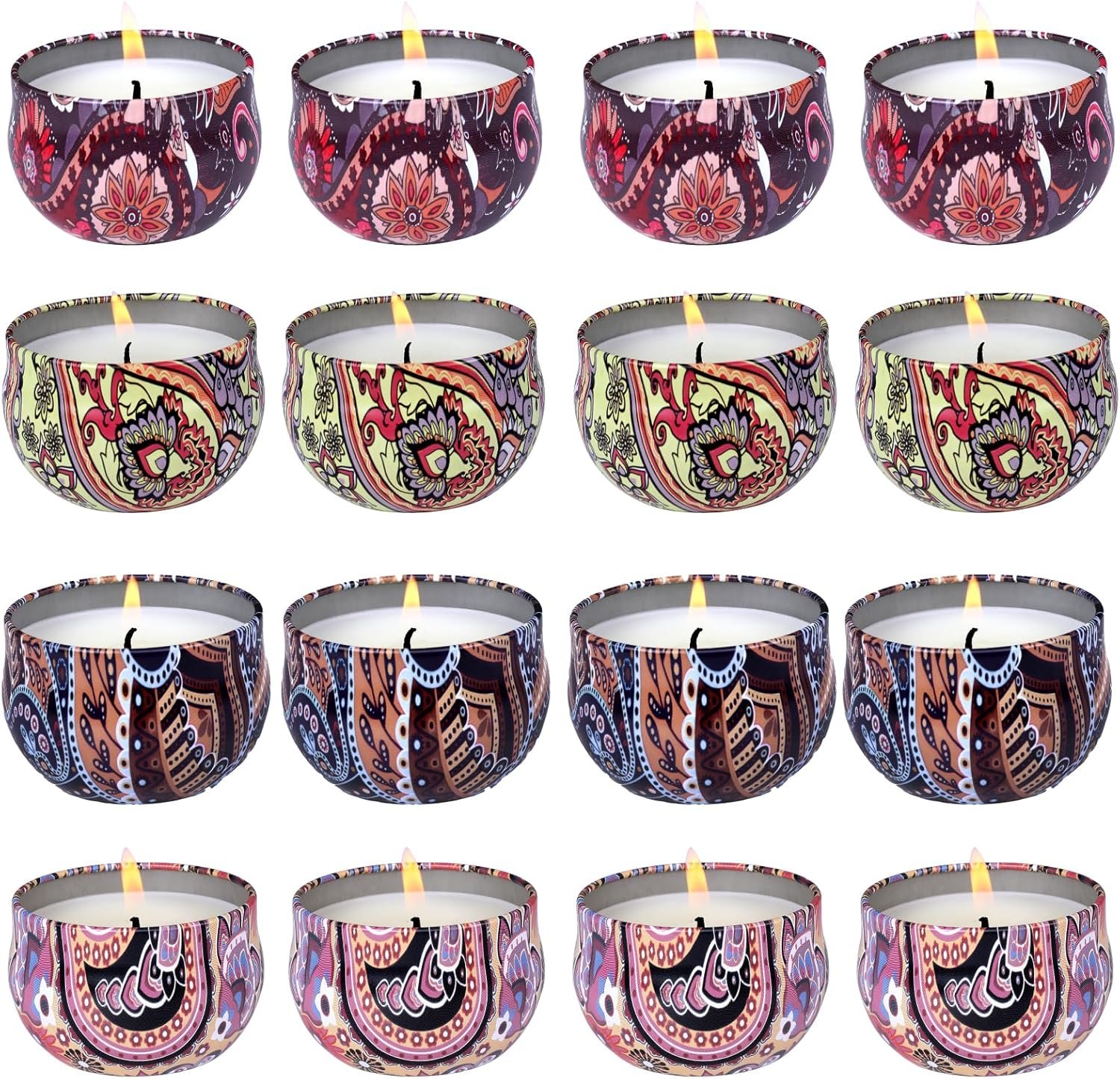 16 Pack Scented Candles Gift Set, Natural Soy Wax Travel Tin Candles for Home Scented, Ideal for Christmas, Birthday, Thanksgiving, Valentines Day Gifts