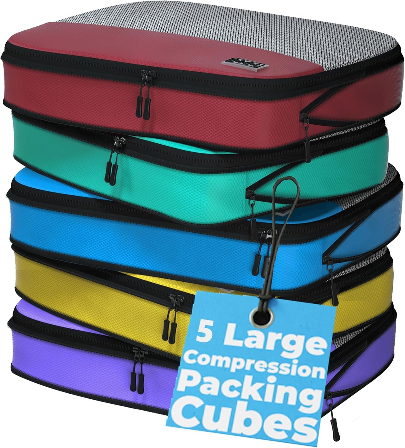 Large Packing Cubes for Travel – 5pc Packing Cubes for Suitcases – Lightweight Luggage Organizer Bags (Compression)