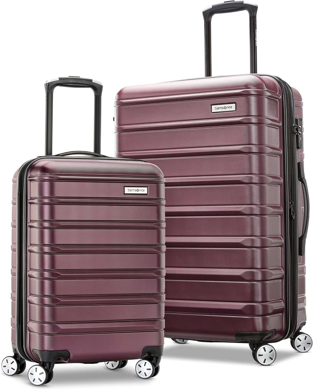 Samsonite Omni 2 Hardside 2 Piece Set – Includes Carry-On & Medium Checked Suitcases – 360° Dual Spinner Wheels – Integrated TSA Lock & Expansion – Amazon Exclusive – Nature Merlot